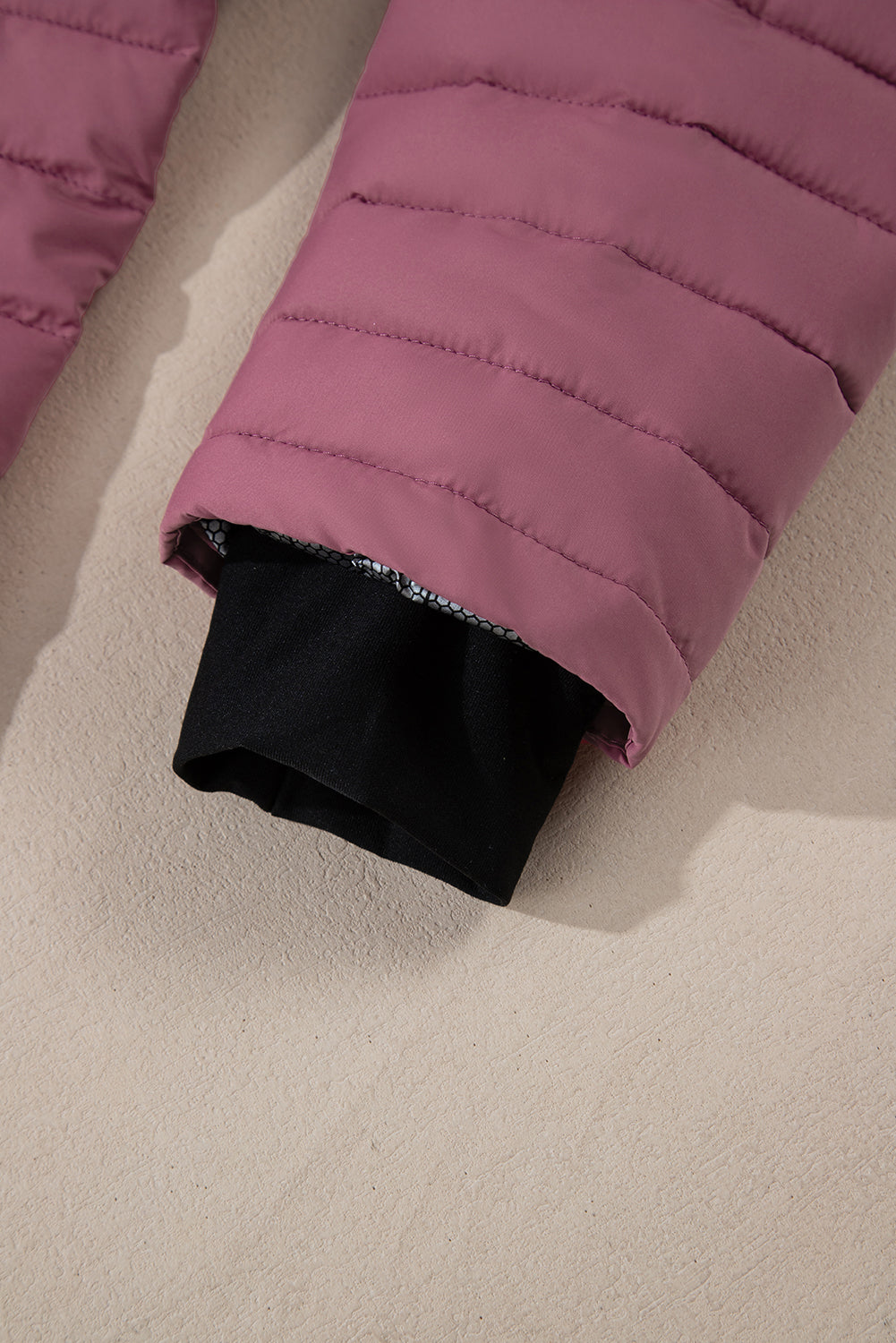 Black Solid Color Quilted Zip-up Puffer Jacket - MAD RUFFI