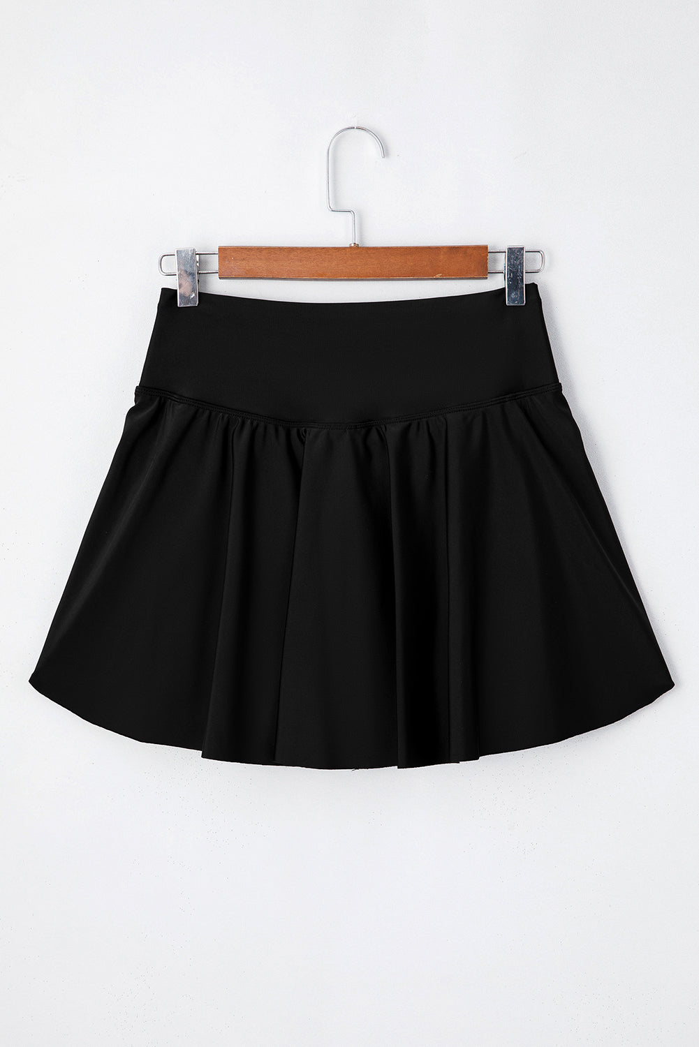 Black Solid Pocketed Cross Criss High Waist Skort - MAD RUFFI