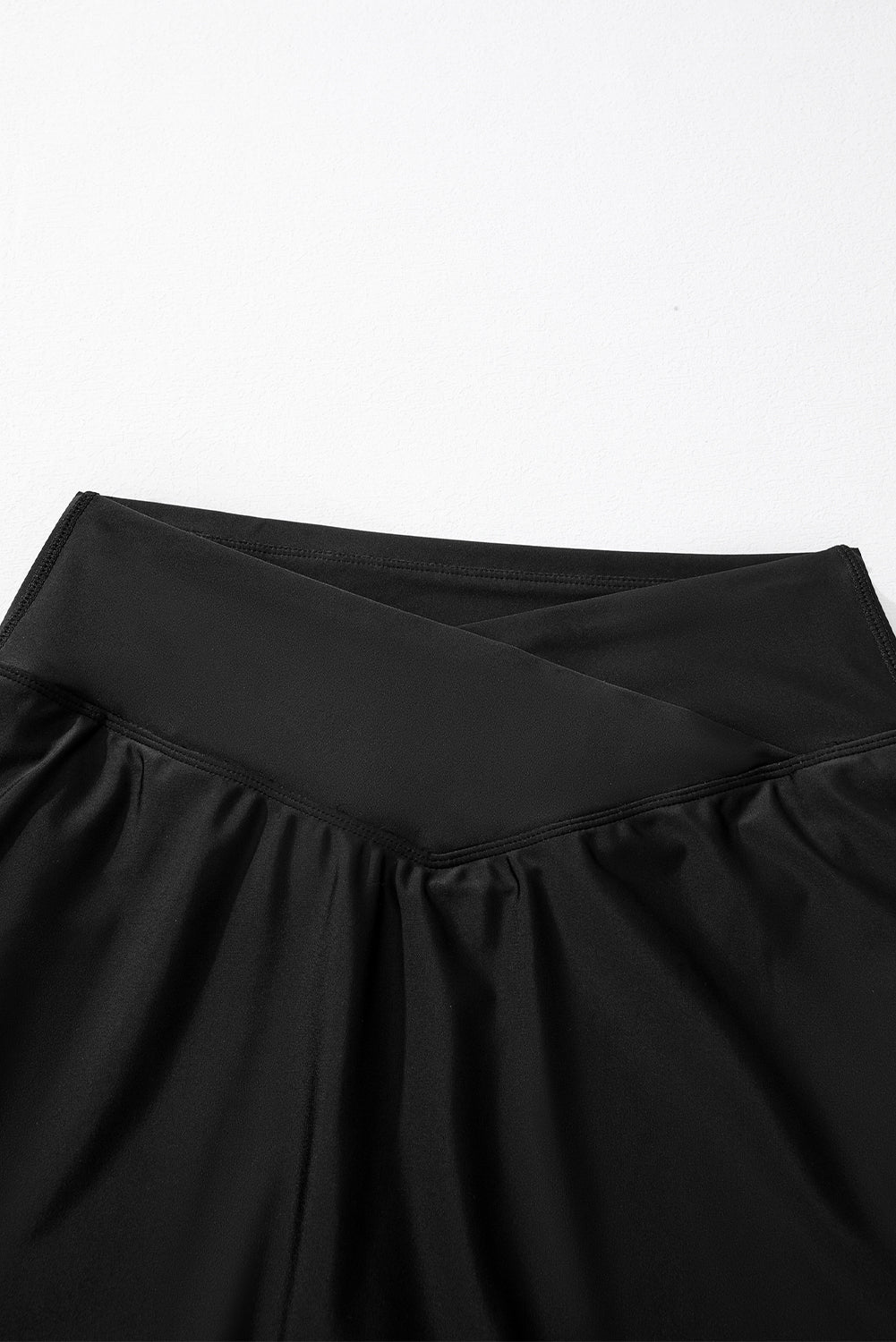 Black Solid Pocketed Cross Criss High Waist Skort - MAD RUFFI