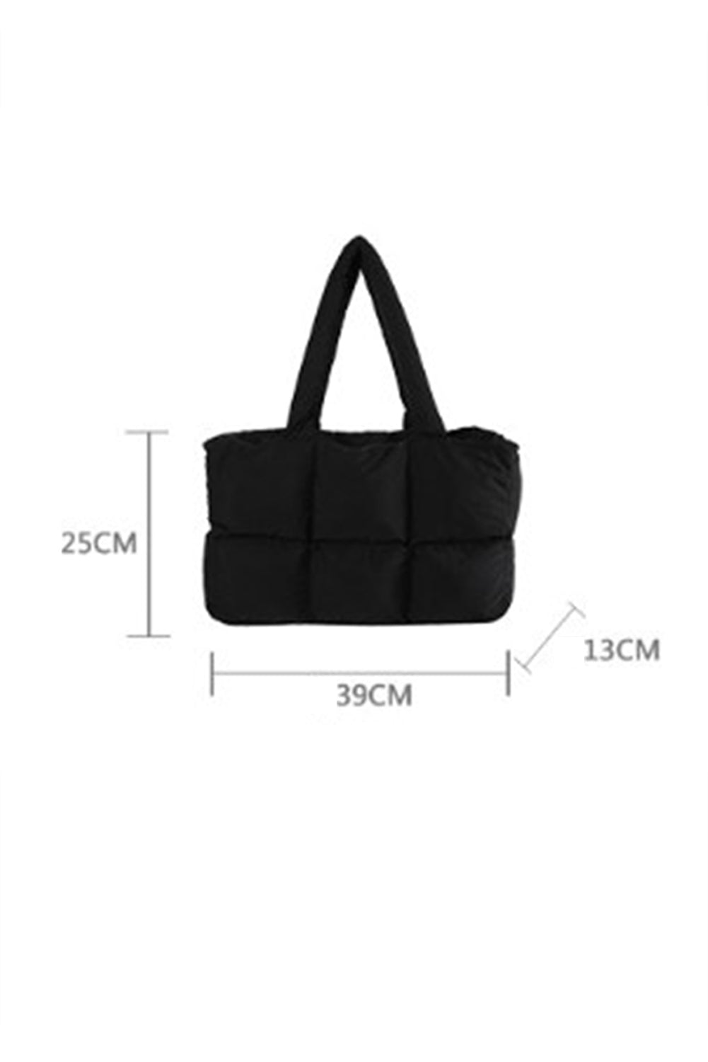 Black Solid Quilted Puffy Zipped Large Tote Bag - MAD RUFFI
