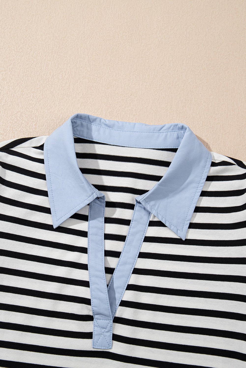 Black Stripe Collared Puff Sleeve Pocketed Mini Dress - MAD RUFFI