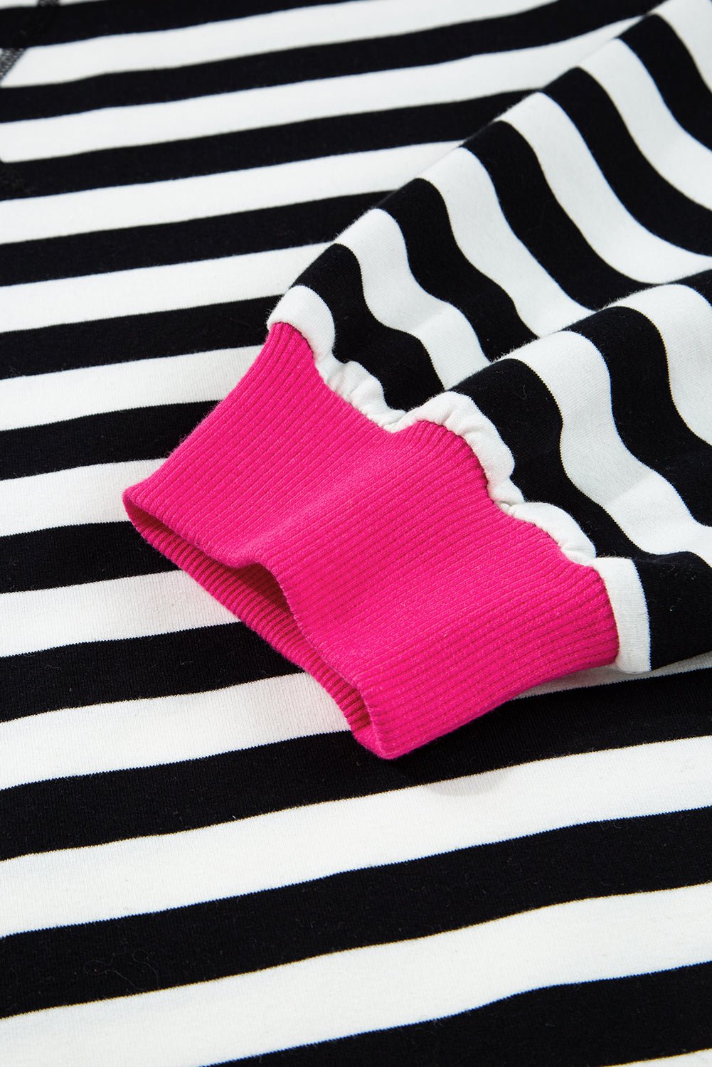 Black Stripe Contrast Edge Pullover and Shorts Plus Size Set - MAD RUFFI