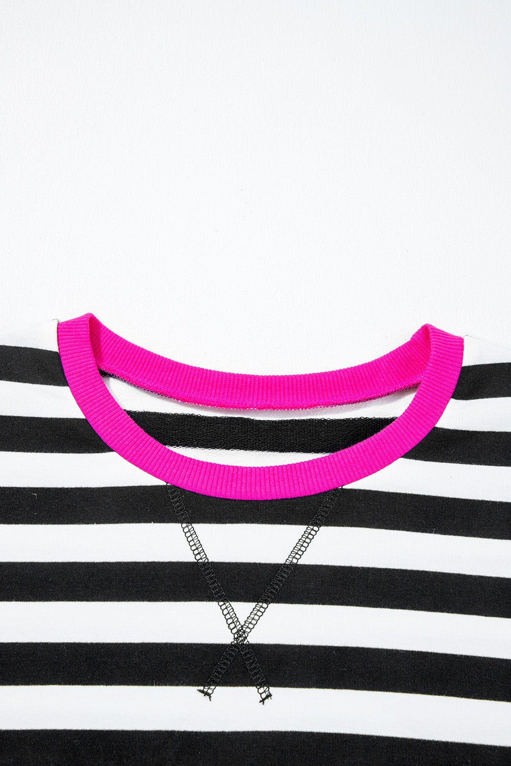 Black Stripe Contrast Trim Long Sleeve Top and Shorts Set - MAD RUFFI