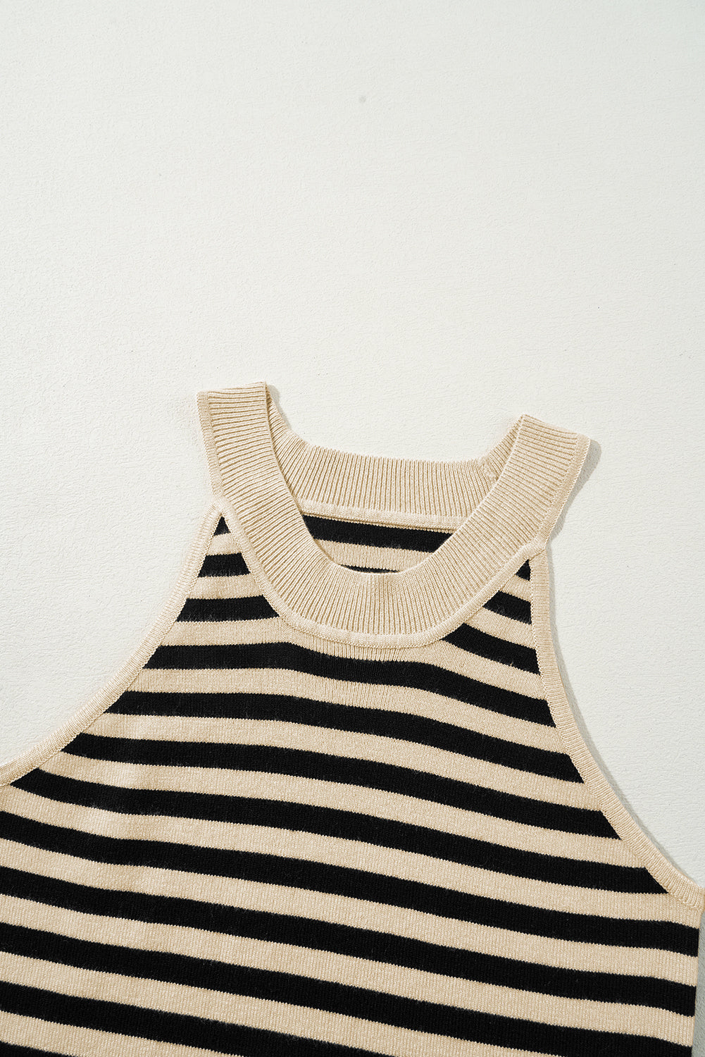 Black Stripe Crew Neck Slim Fit Sweater Vest - MAD RUFFI