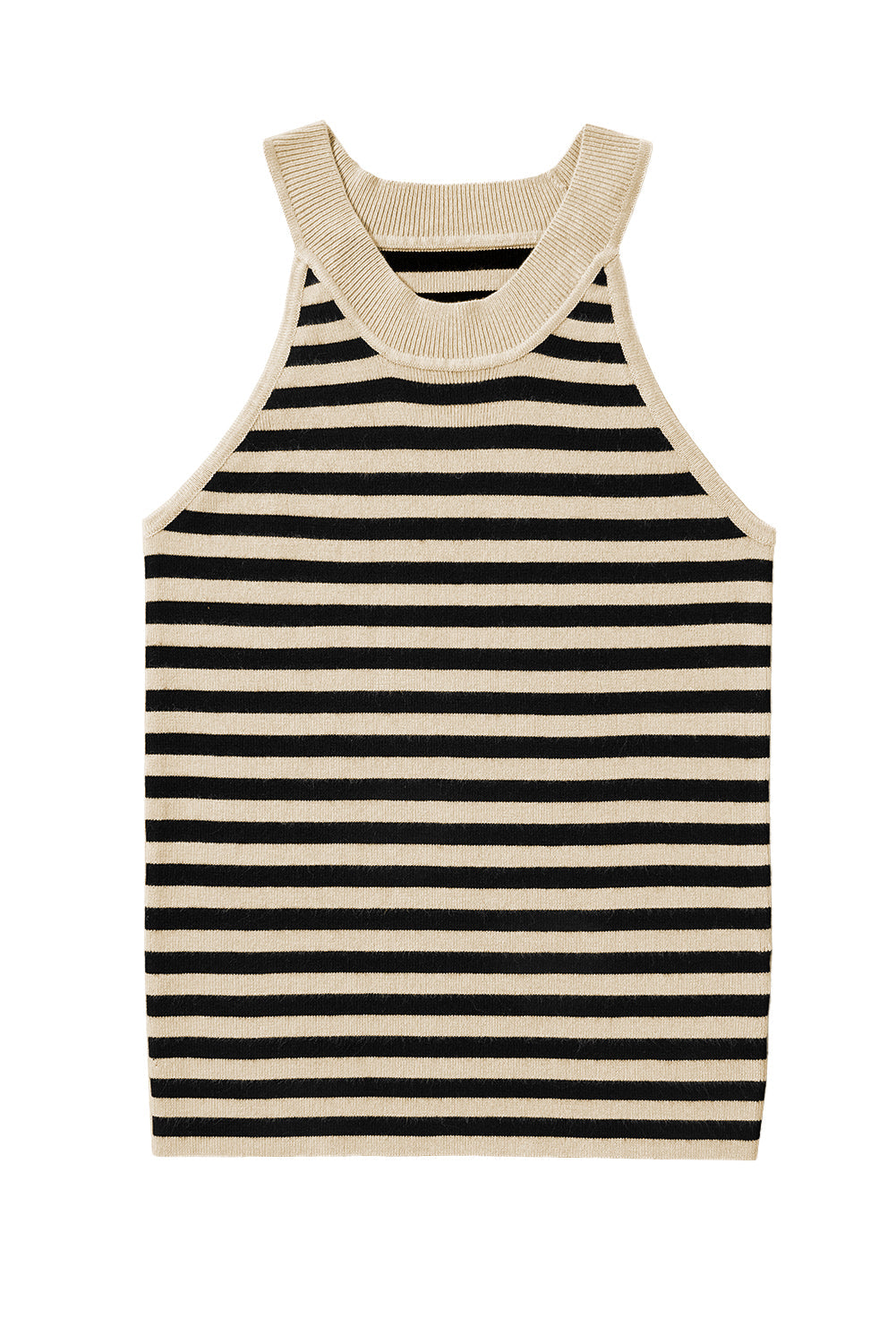 Black Stripe Crew Neck Slim Fit Sweater Vest - MAD RUFFI