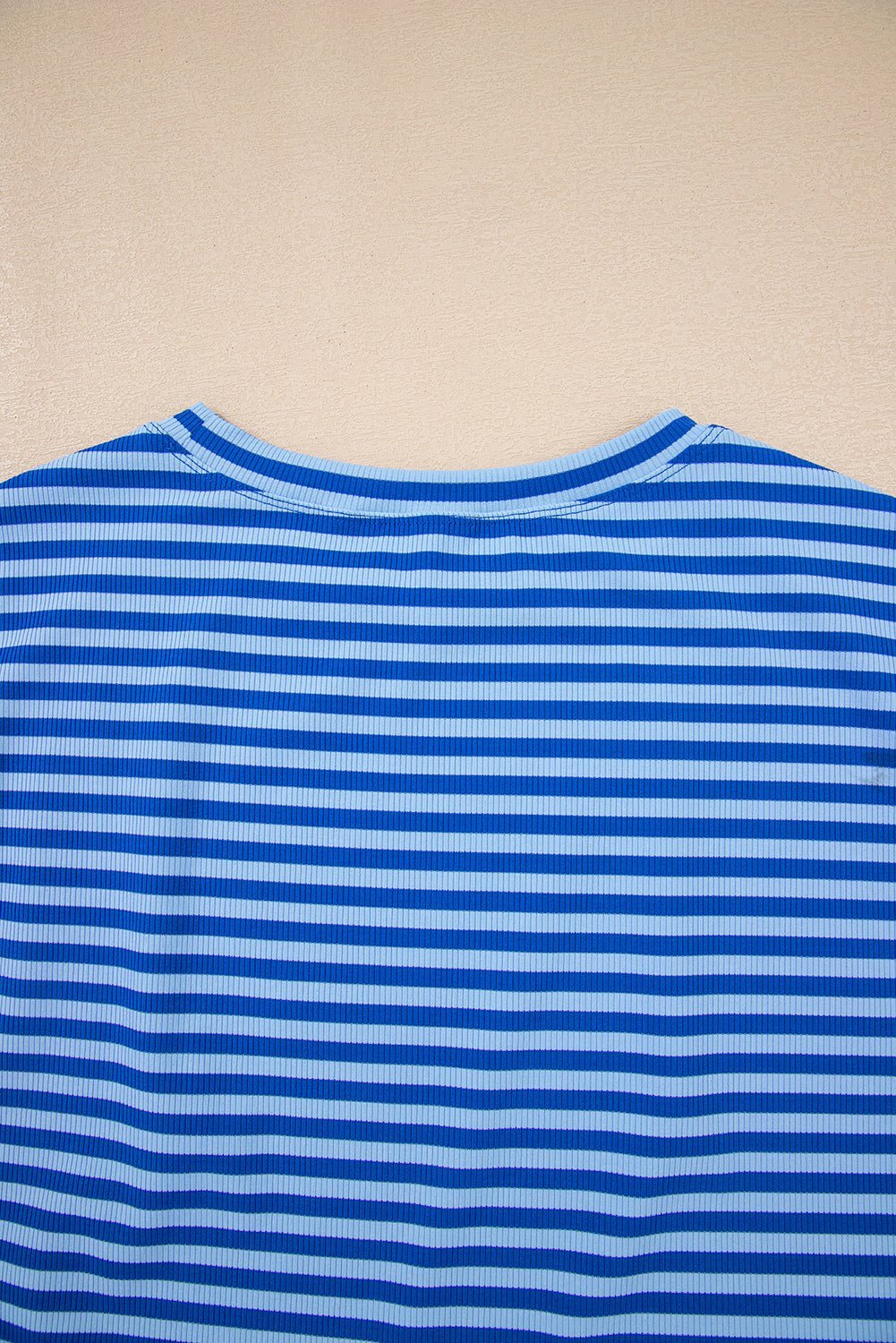 Black Stripe Ribbed Cap Sleeve Round Neck T Shirt - MAD RUFFI