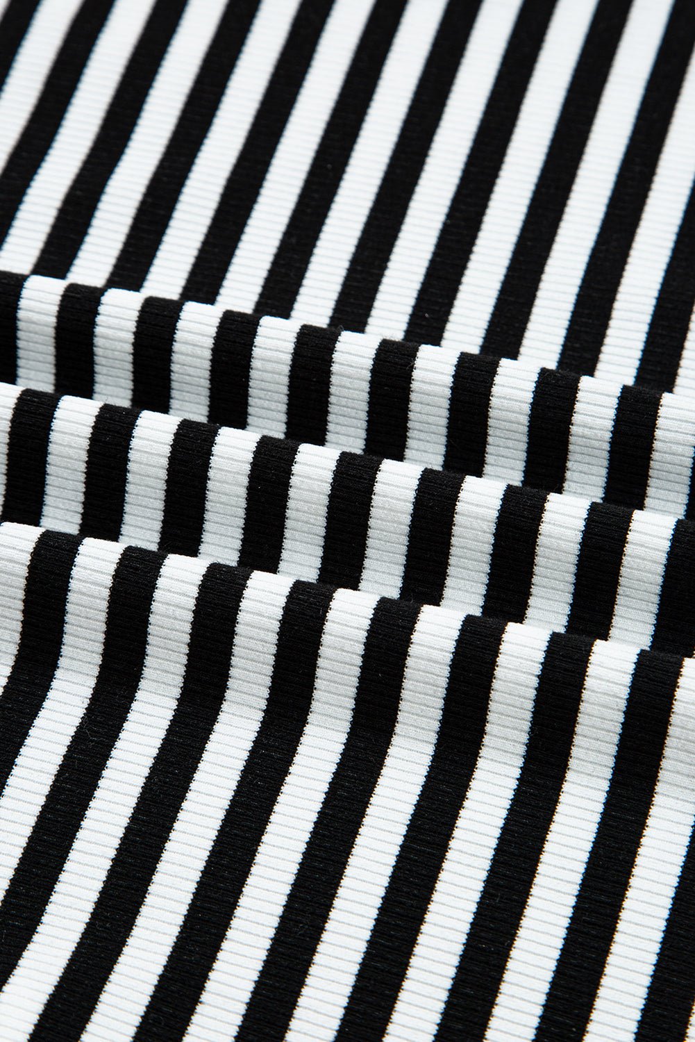 Black Striped Cutout Long Sleeve Top - MAD RUFFI