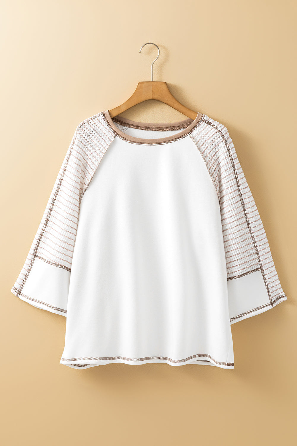 Black Striped Raglan Sleeve Patchwork Top - MAD RUFFI