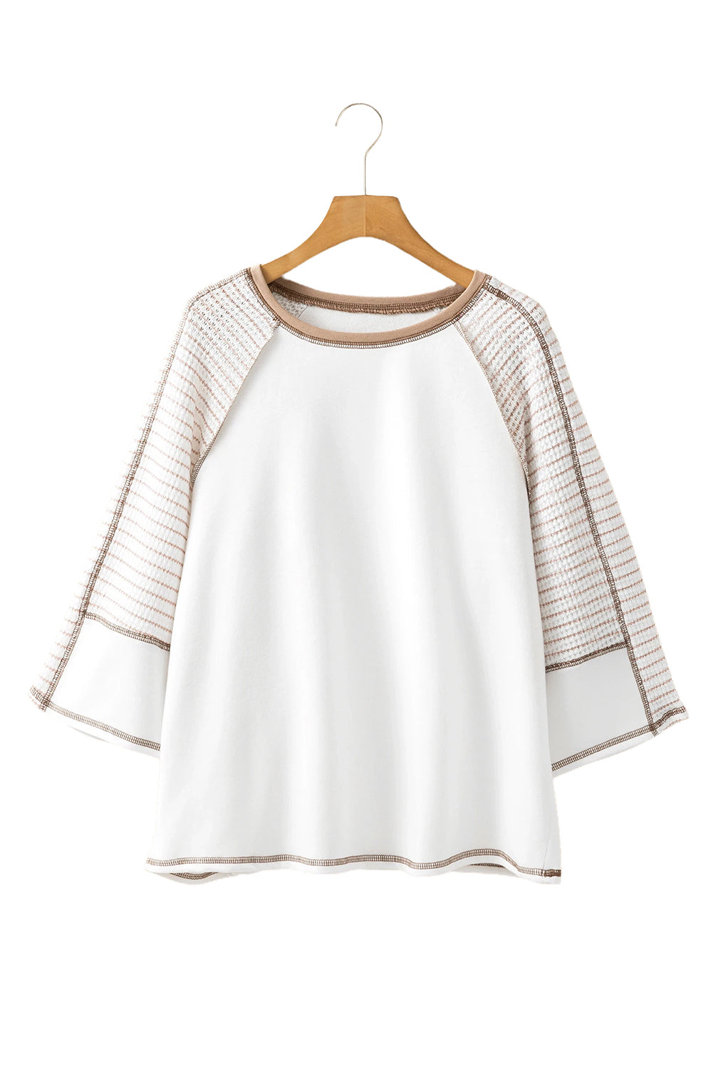 Black Striped Raglan Sleeve Patchwork Top - MAD RUFFI