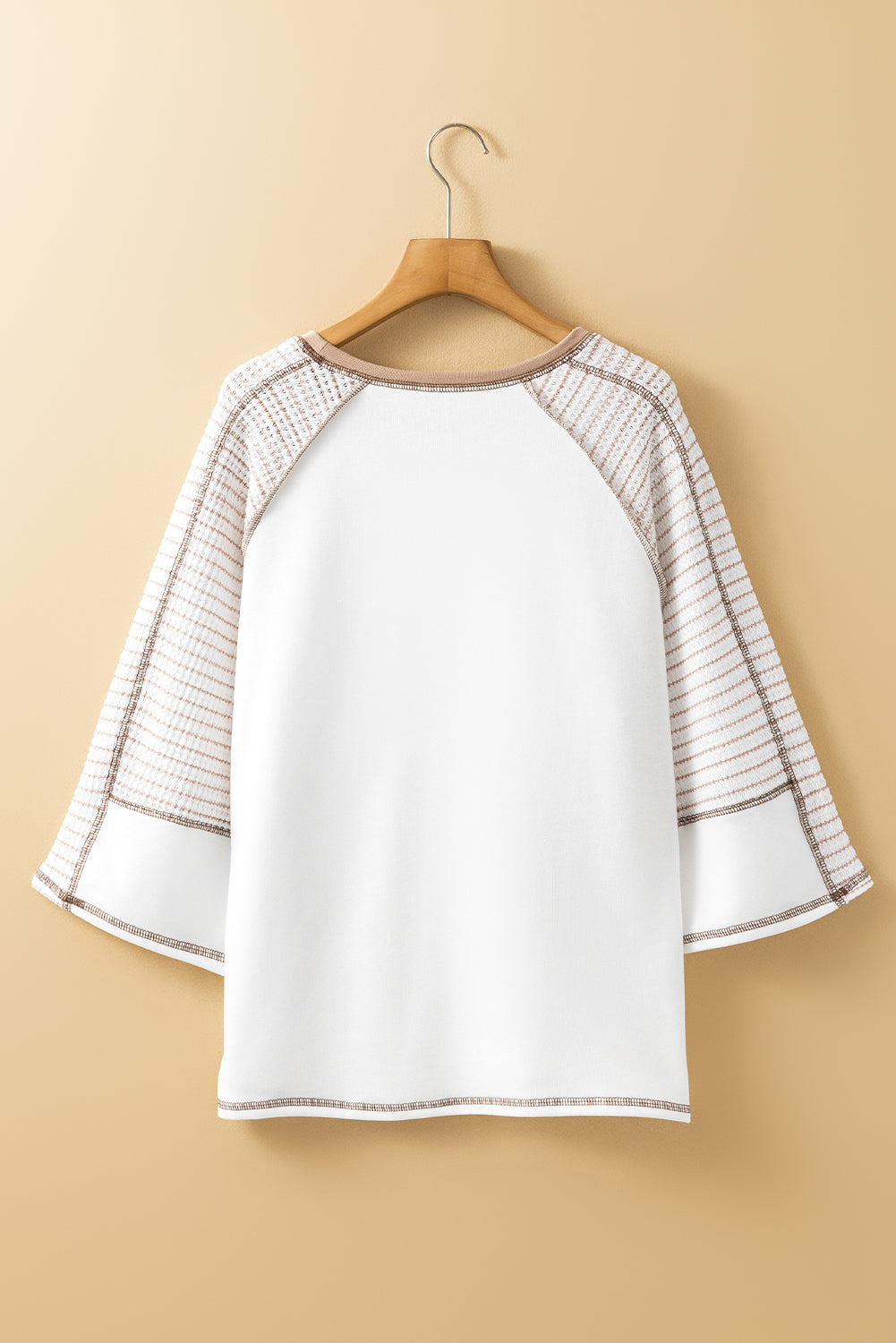 Black Striped Raglan Sleeve Patchwork Top - MAD RUFFI