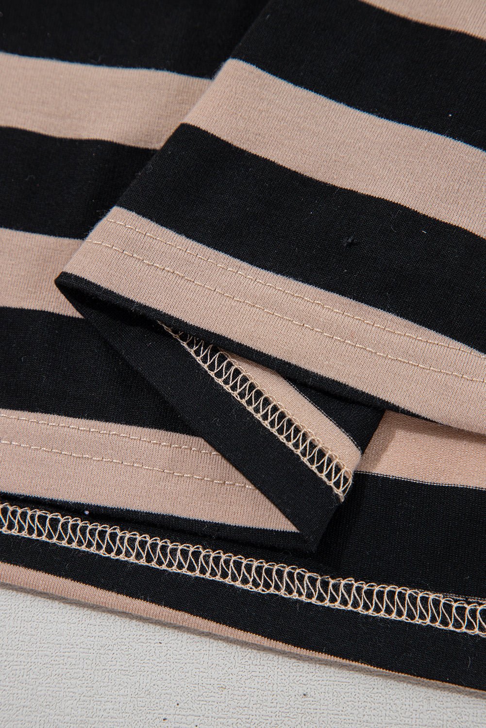 Black Striped Side Pockets T-shirt Maxi Dress - MAD RUFFI