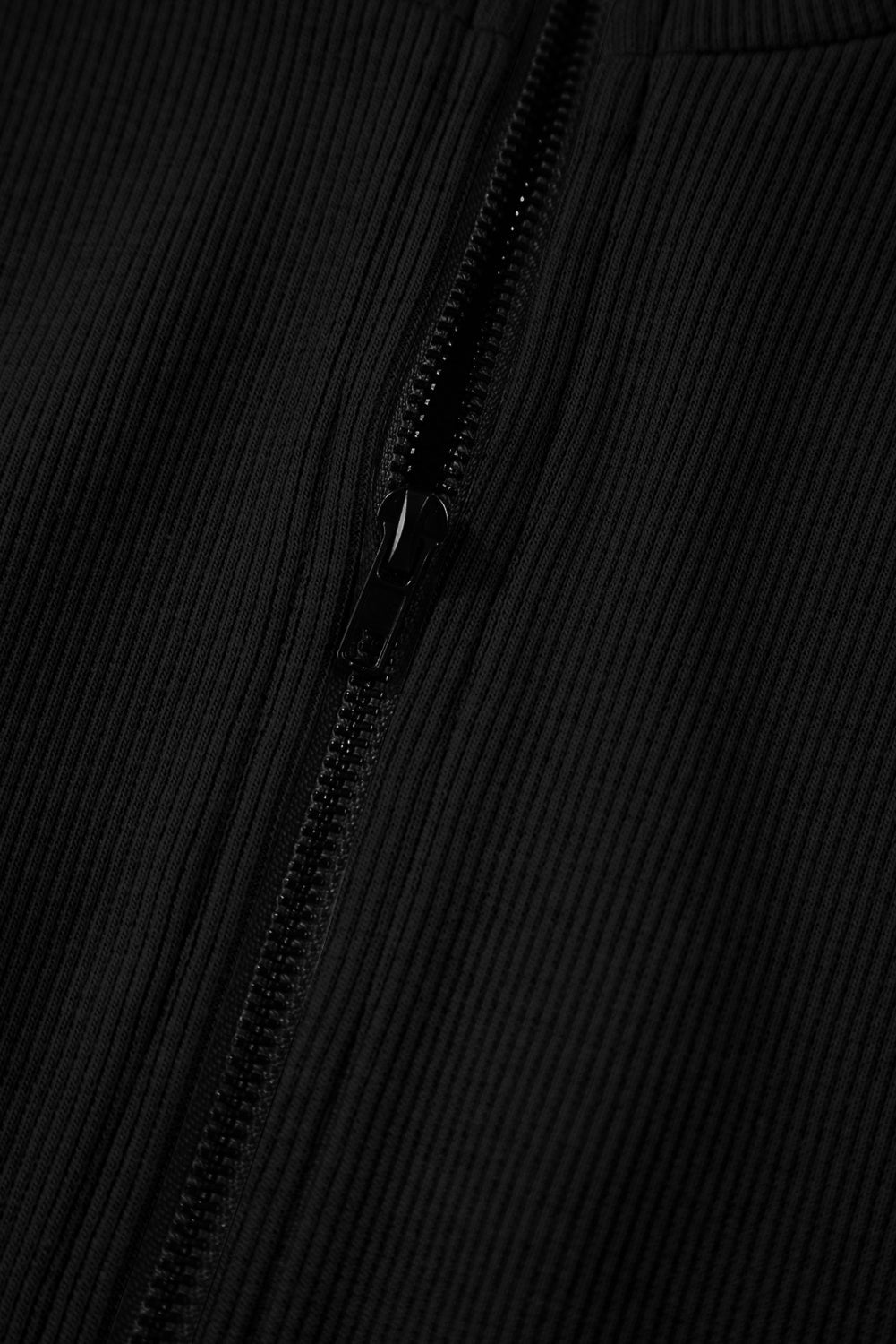 Black Terry Zipped Collar Sleeveless Drawstring Waist Mini Dress - MAD RUFFI