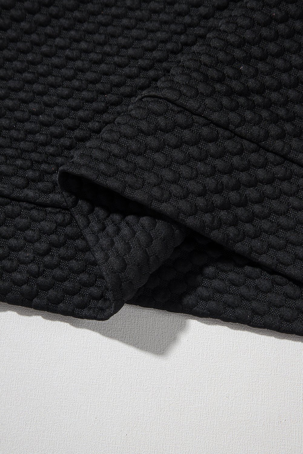 Black Textured Cap Sleeve T Shirt Shift Mini Dress - MAD RUFFI