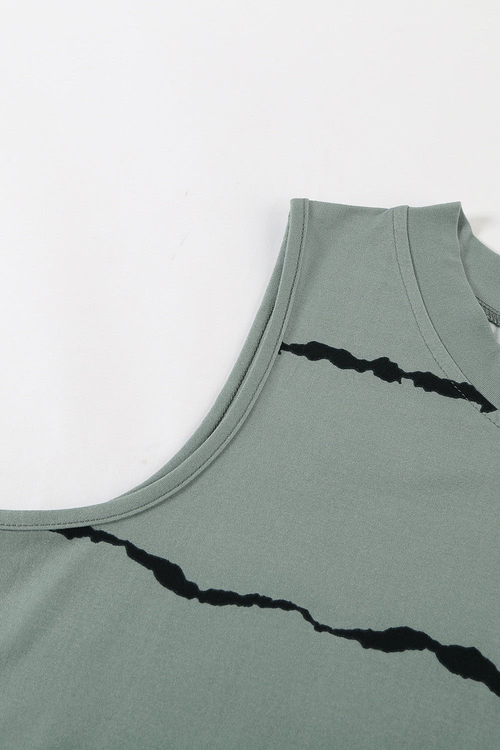 black tie - dye striped print round neck tank top - MAD RUFFI