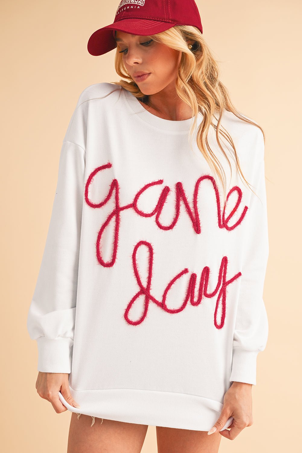 Black Tinsel Game Day Drop Shoulder Sweatshirt - MAD RUFFI