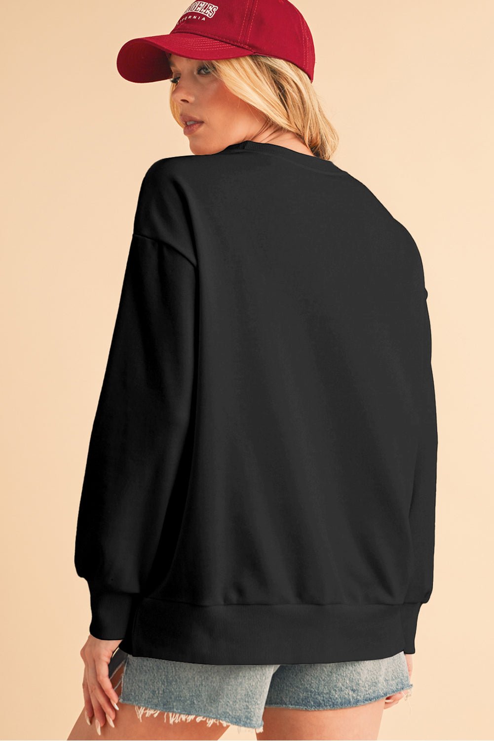 Black Tinsel Game Day Drop Shoulder Sweatshirt - MAD RUFFI