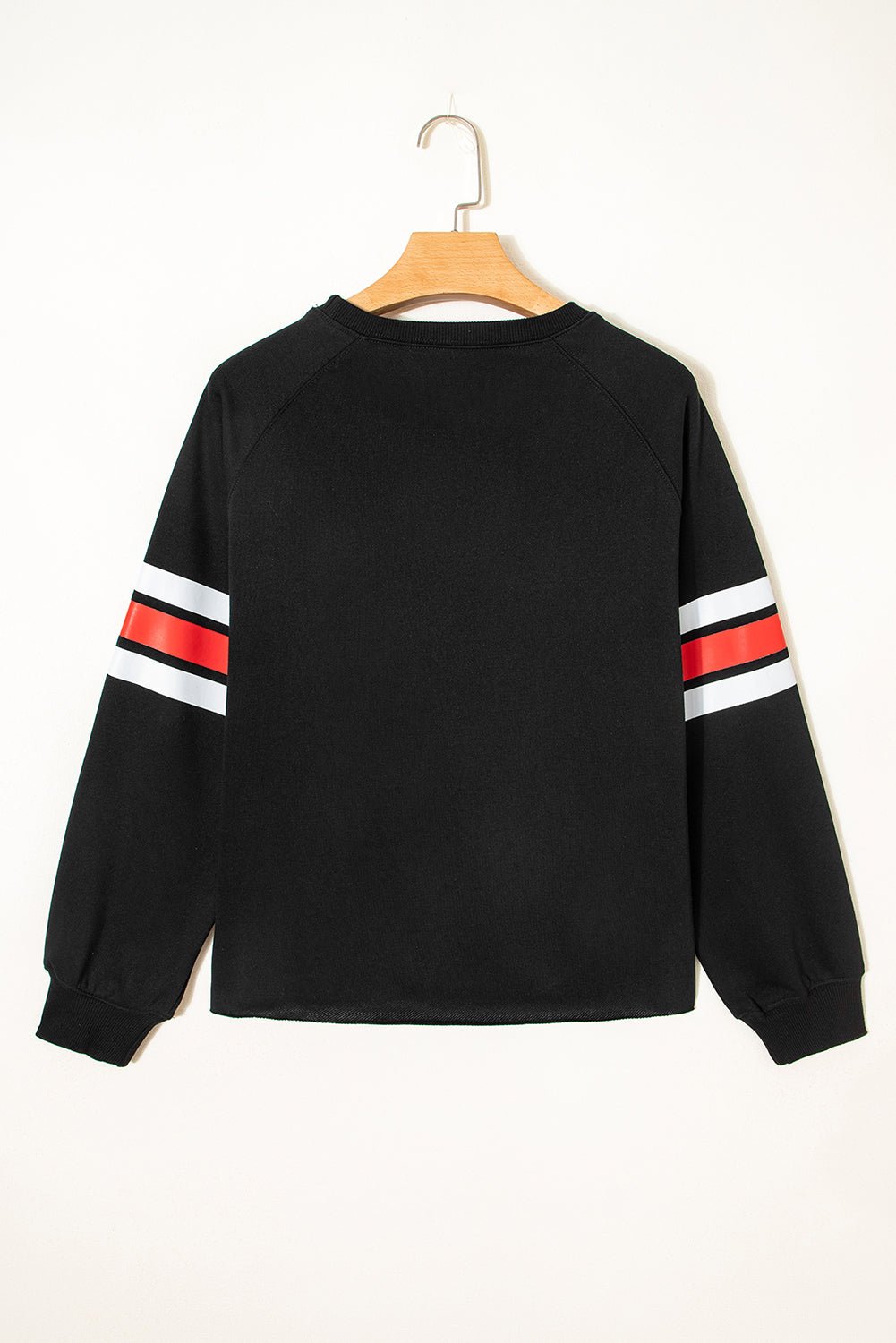 Black Varsity Spirit Striped 89 Graphic Casual Sweatshirt - MAD RUFFI