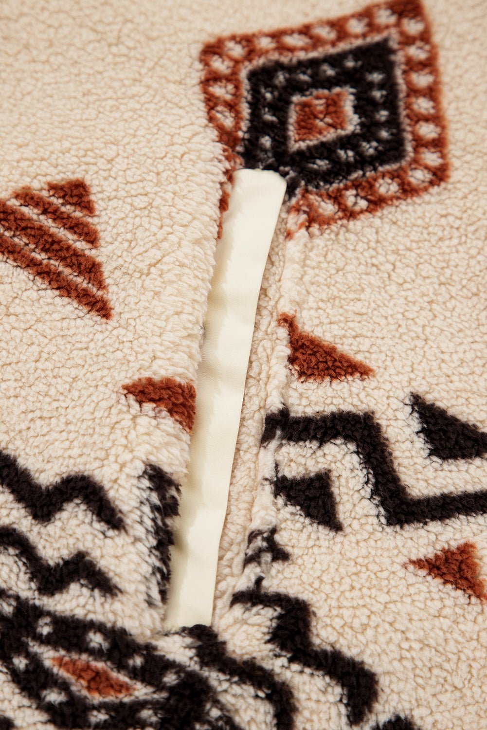 Black Vintage Geometric Half Zip Plush Sweatshirt - MAD RUFFI