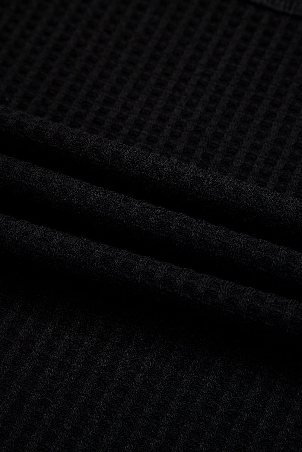 black waffle texture v neck drop shoulder loose tee - MAD RUFFI