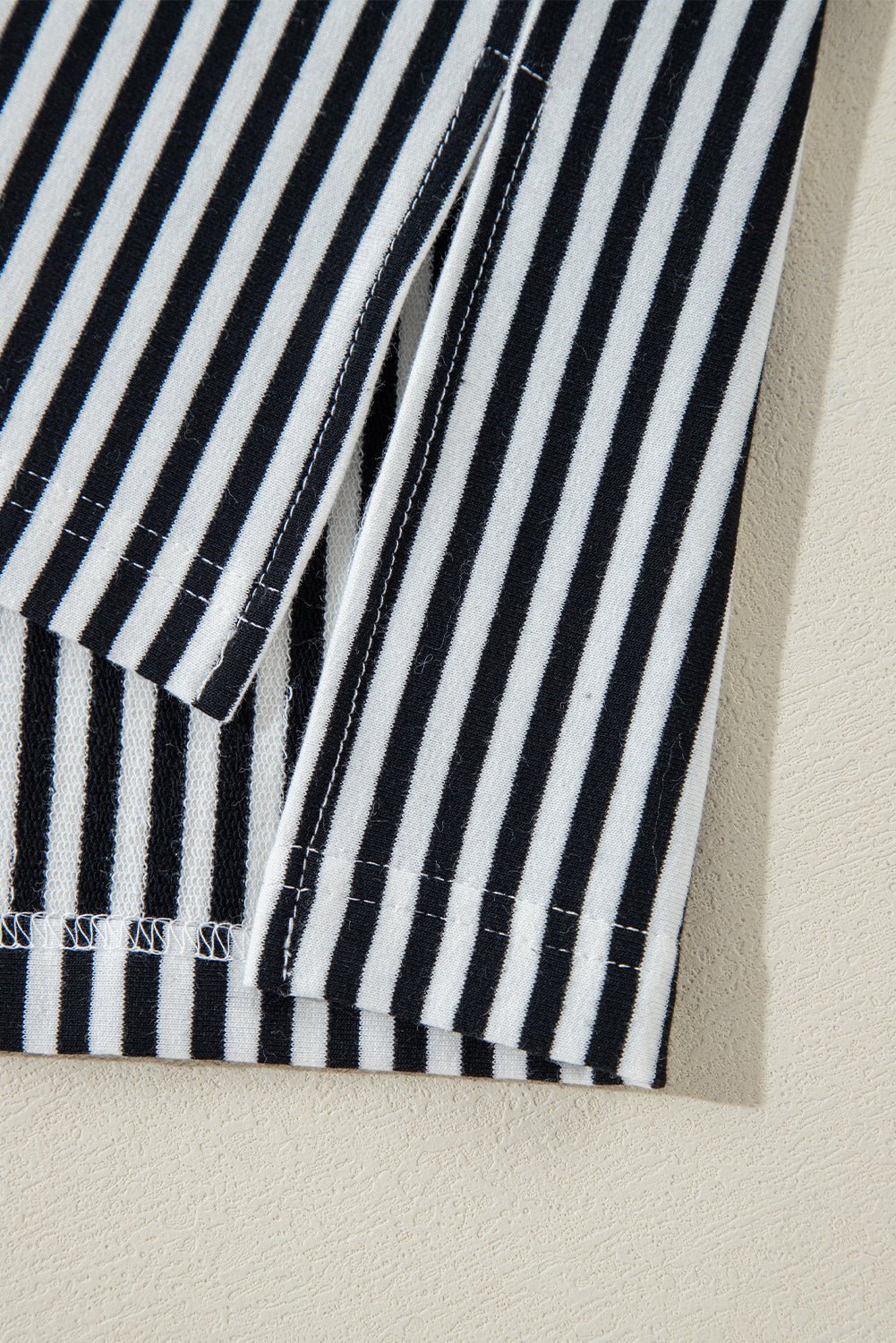 Black & White Striped Patchwork Oversized Tee - MAD RUFFI