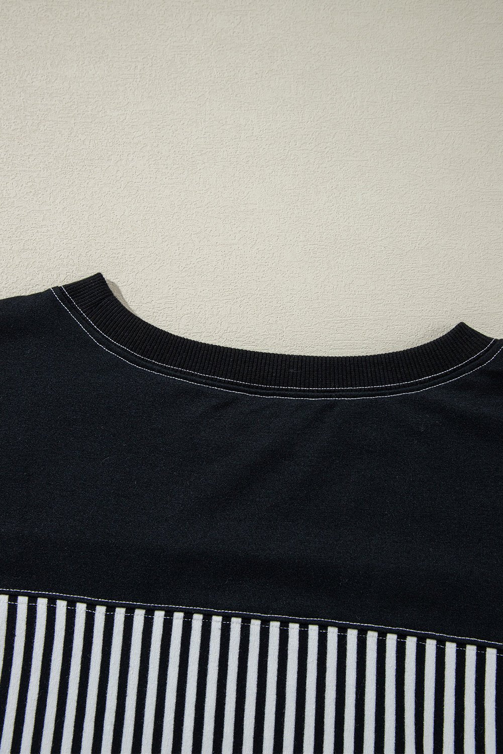 Black & White Striped Patchwork Oversized Tee - MAD RUFFI