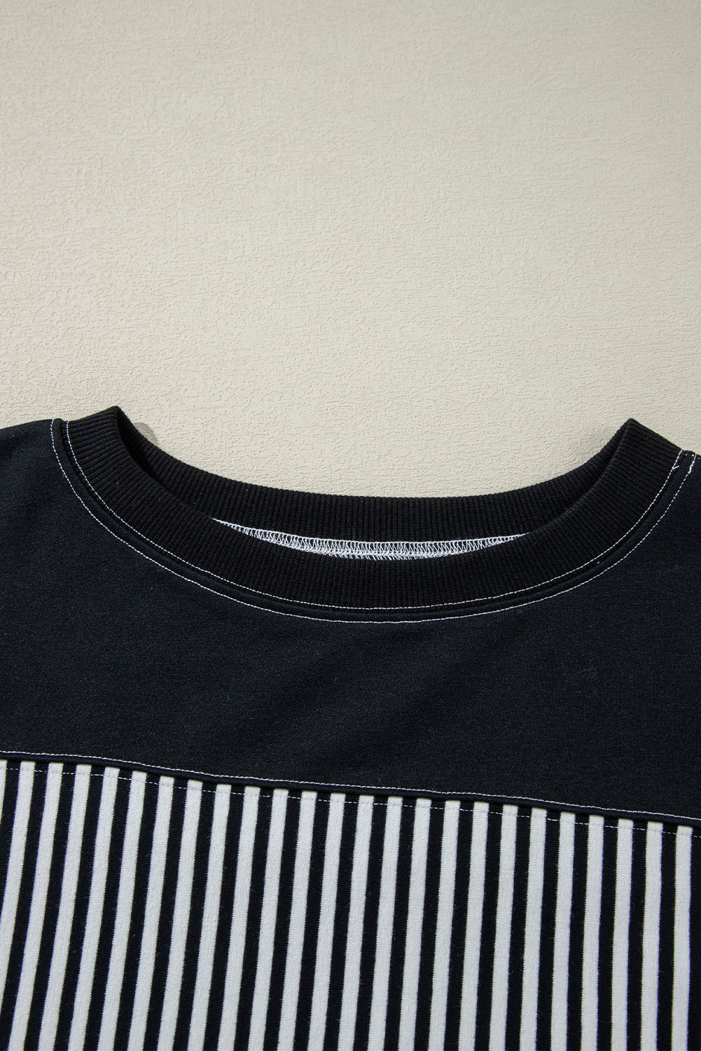 Black & White Striped Patchwork Oversized Tee - MAD RUFFI