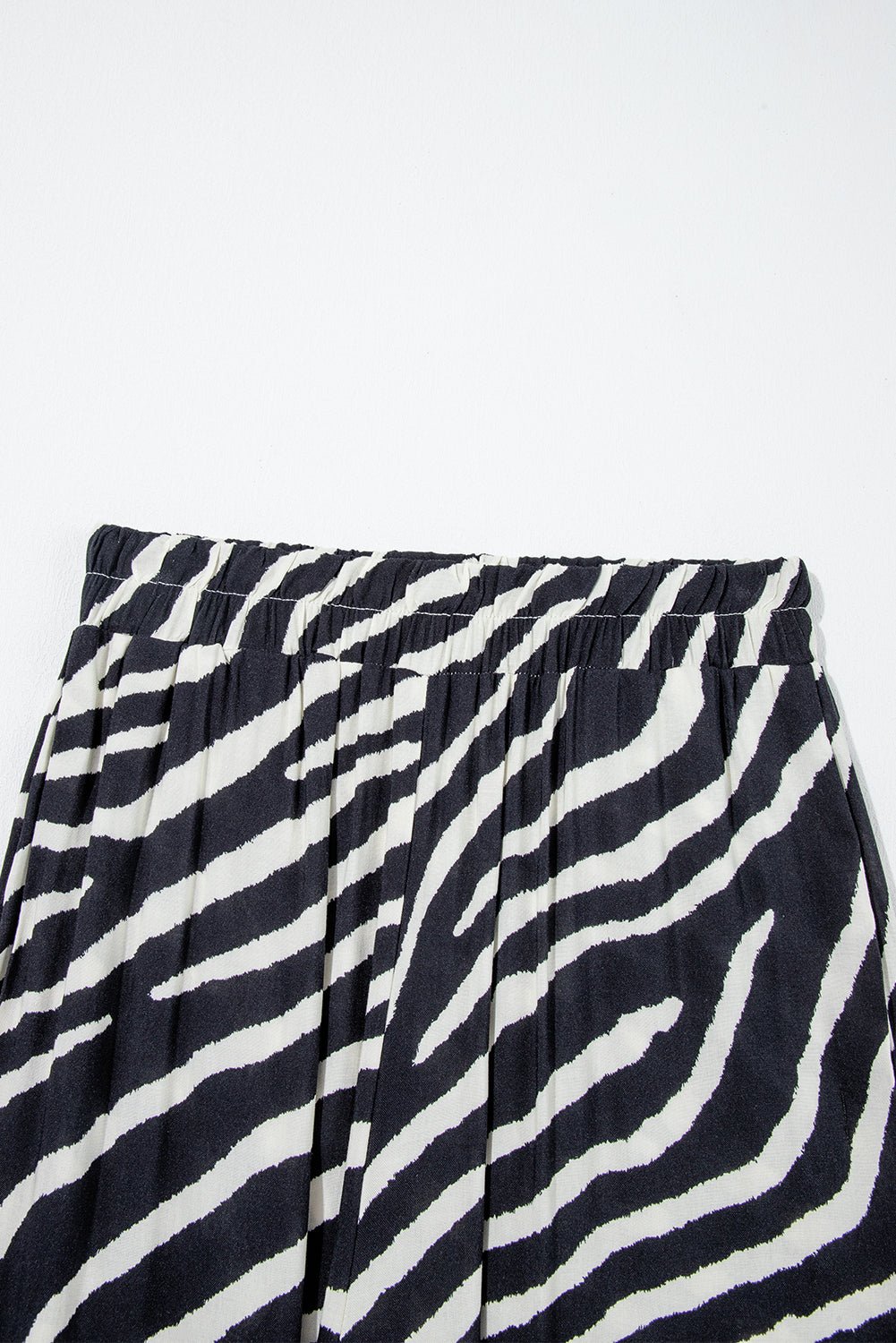 black zebra striped summer wide leg pants - MAD RUFFI