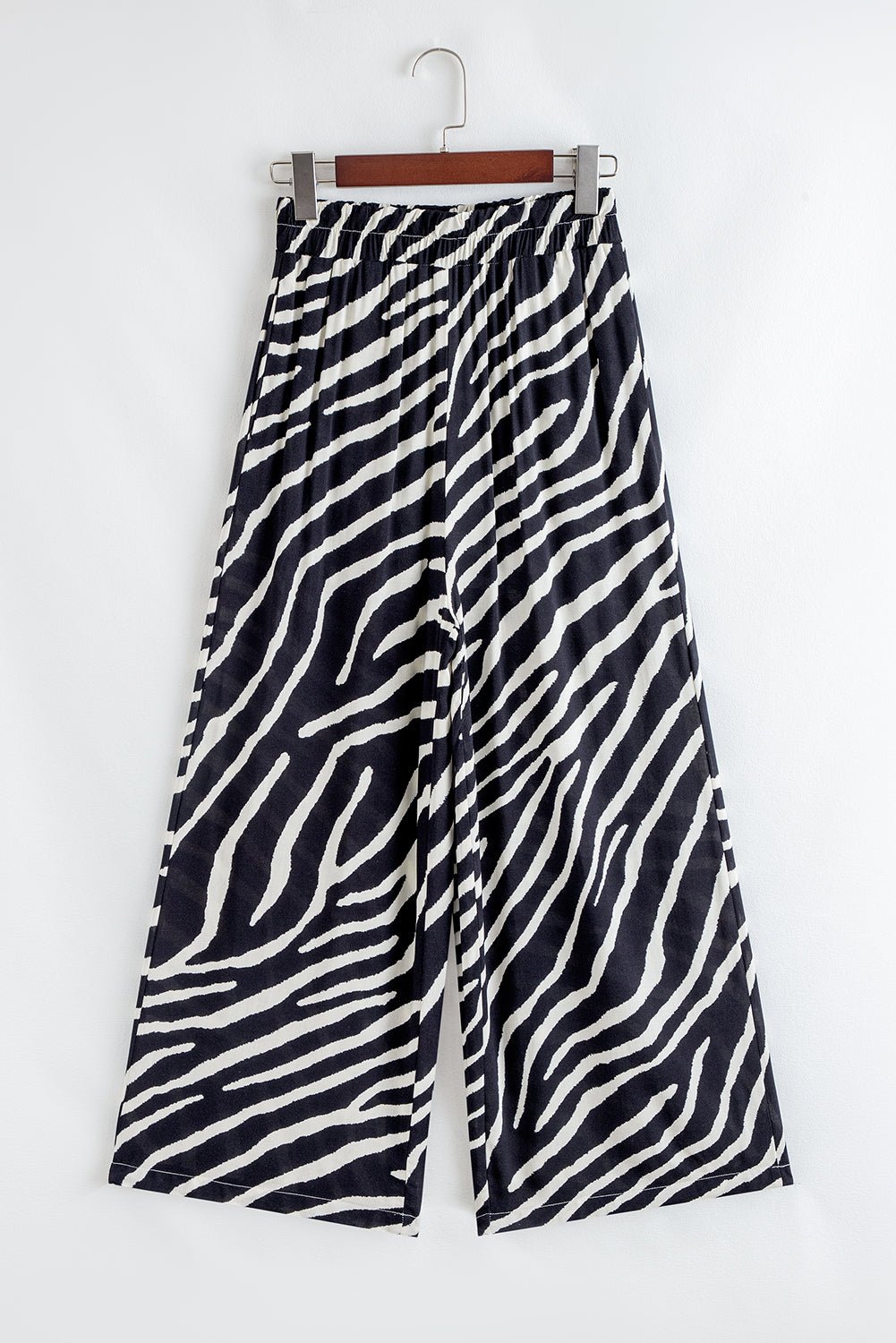 black zebra striped summer wide leg pants - MAD RUFFI