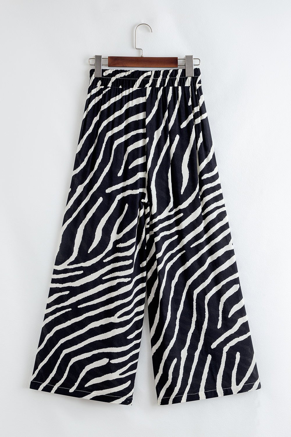 black zebra striped summer wide leg pants - MAD RUFFI