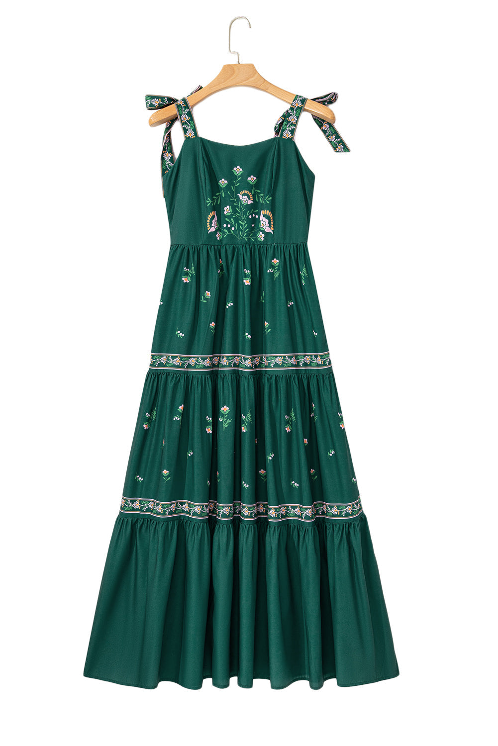 Blackish Green Boho Floral Print Sleeveless Dress - MAD RUFFI