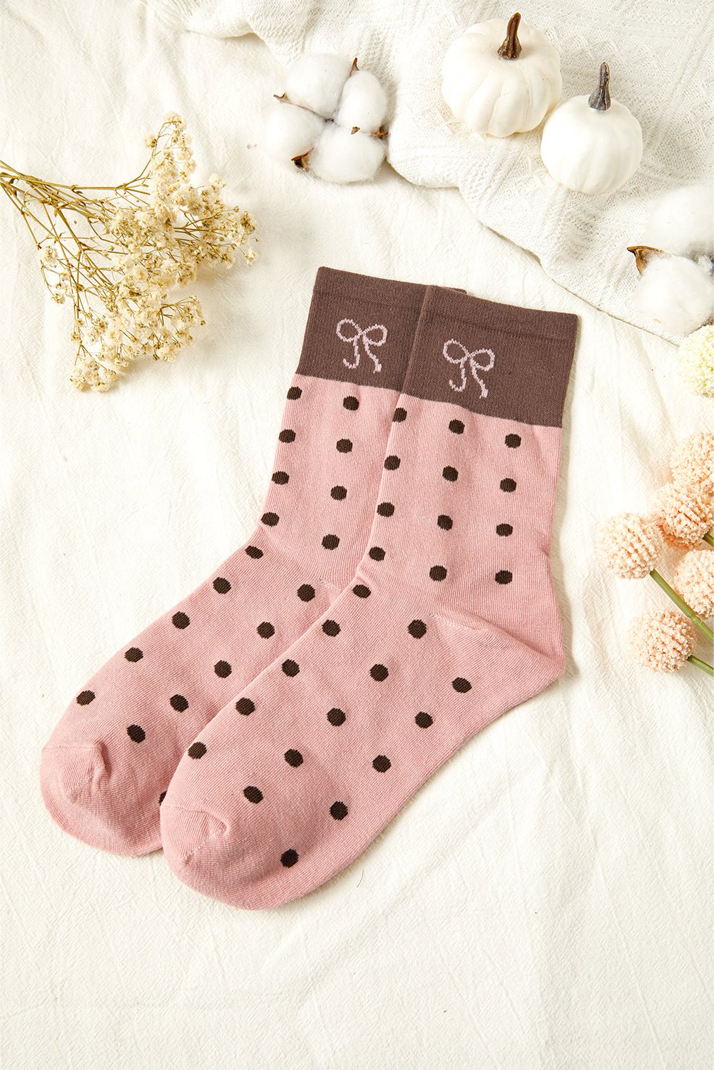 Blossom Bow Polka Dot Colorblock Socks - MAD RUFFI