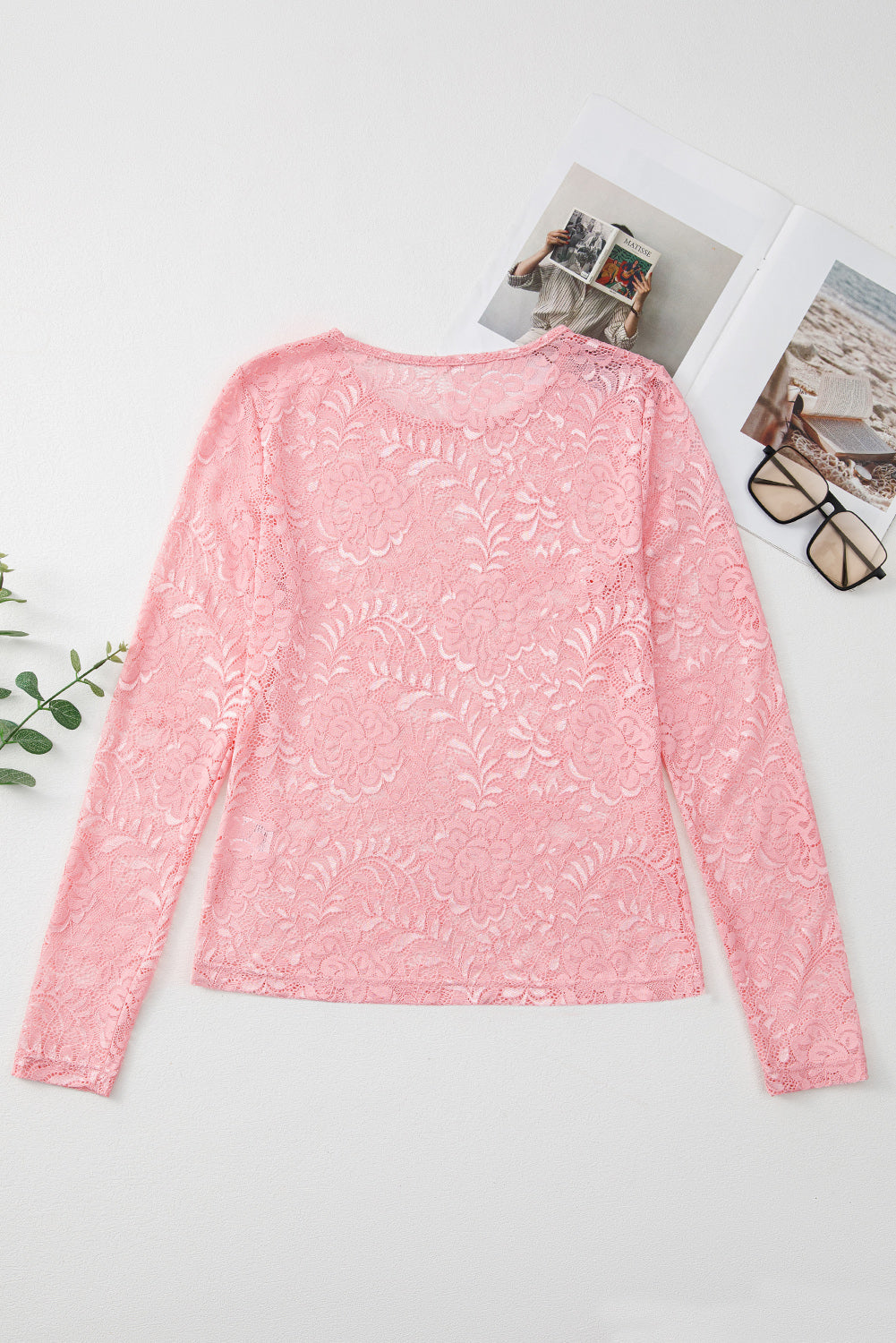 Blossom Floral Lace Sheer Long Sleeve Top - Long Sleeve Tops