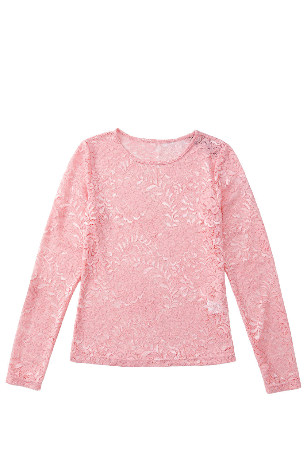 Blossom Floral Lace Sheer Long Sleeve Top - Long Sleeve Tops