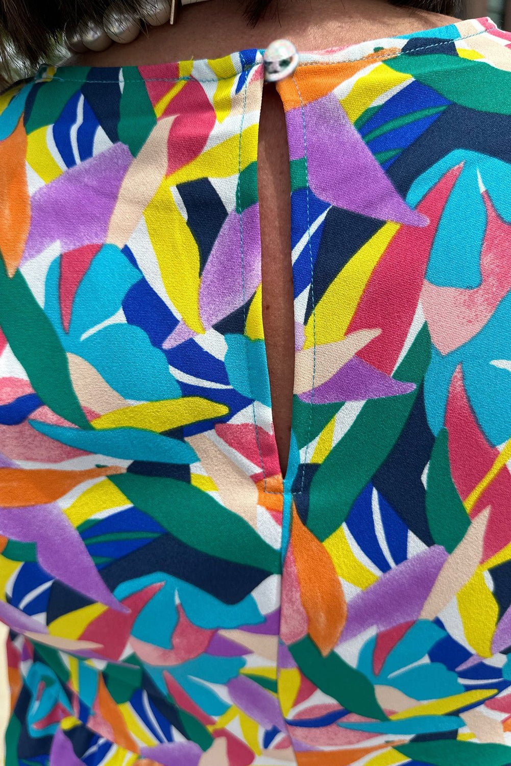 Blue Abstract Print Ruffle Sleeve Plus Size Tiered Maxi Dress - MAD RUFFI