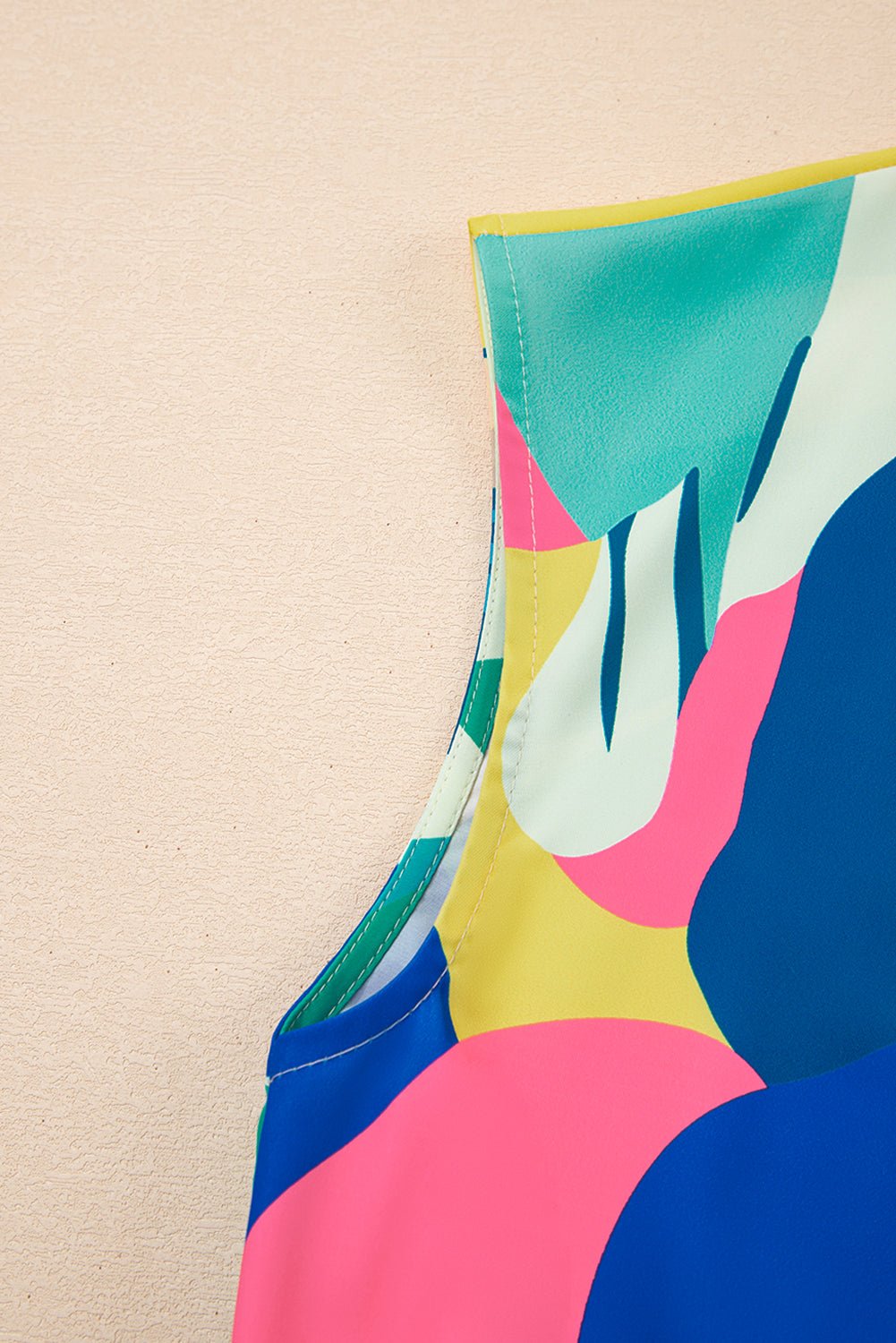 Blue Abstract Print V - Neck Short Sleeve Mini Dress - MAD RUFFI