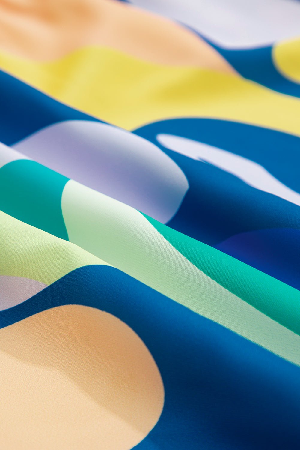 Blue Abstract Print V - Neck Short Sleeve Mini Dress - MAD RUFFI