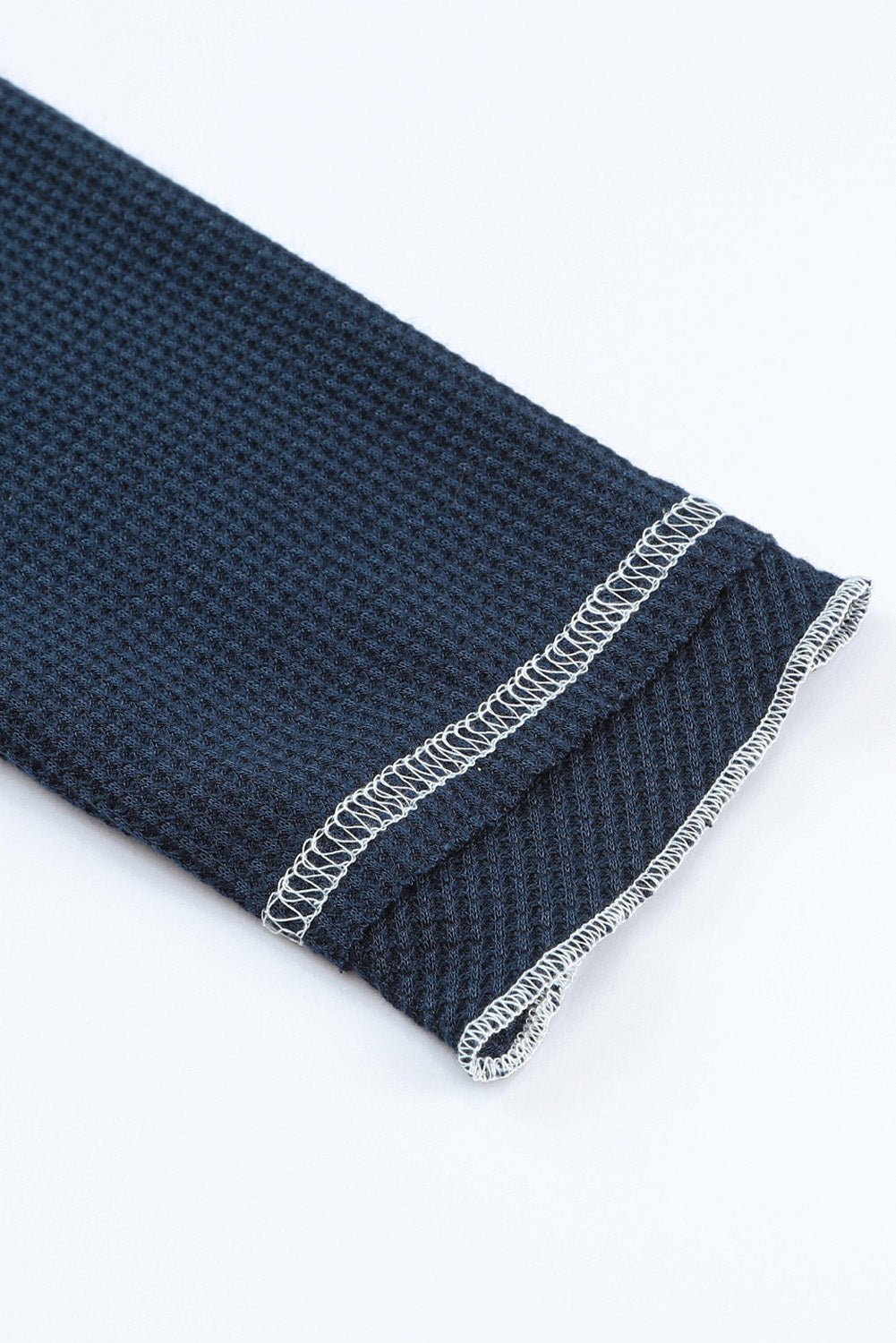 Blue Exposed Seam Textured Pullover Long Sleeve Top - MAD RUFFI