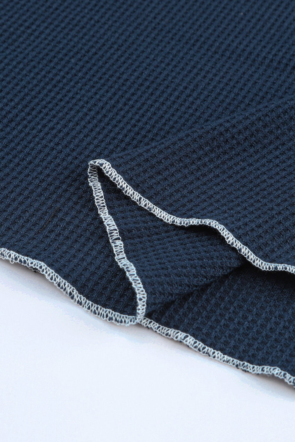 Blue Exposed Seam Textured Pullover Long Sleeve Top - MAD RUFFI