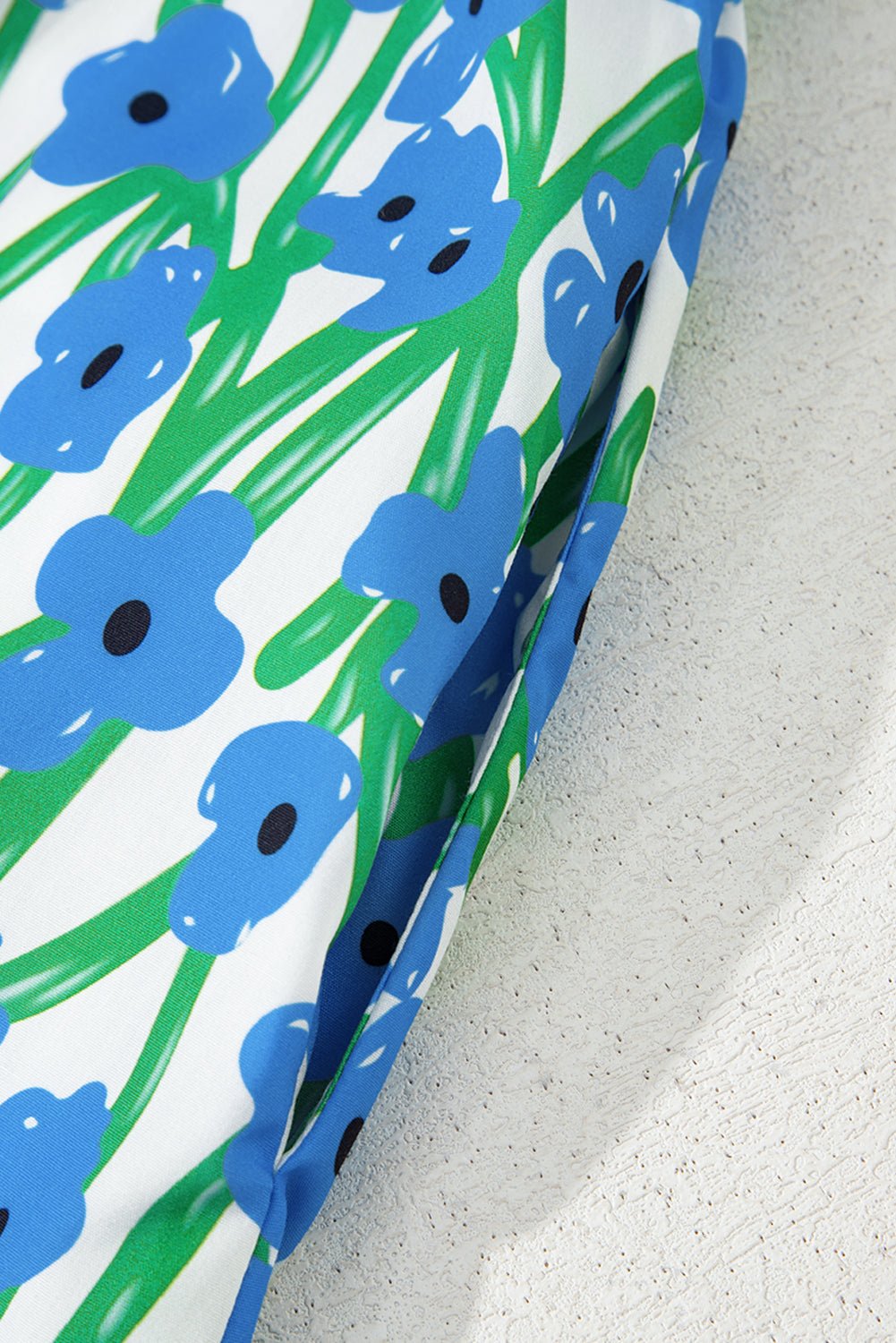 Blue Floral Print Square Neck Ruffled Strap Maxi Dress - MAD RUFFI