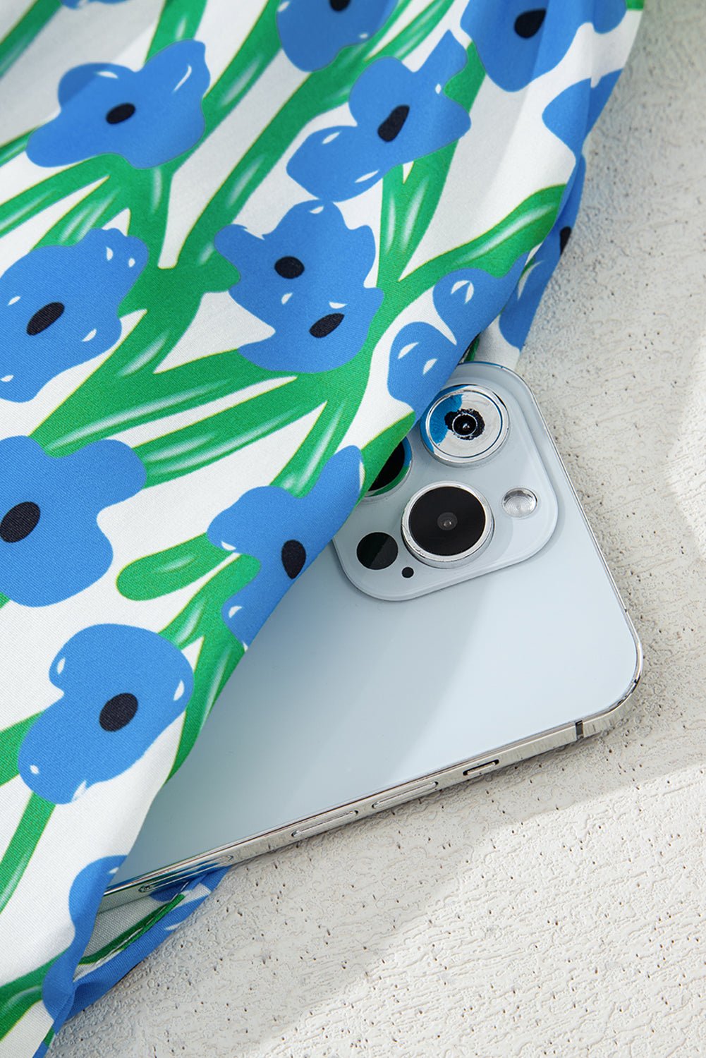 Blue Floral Print Square Neck Ruffled Strap Maxi Dress - MAD RUFFI