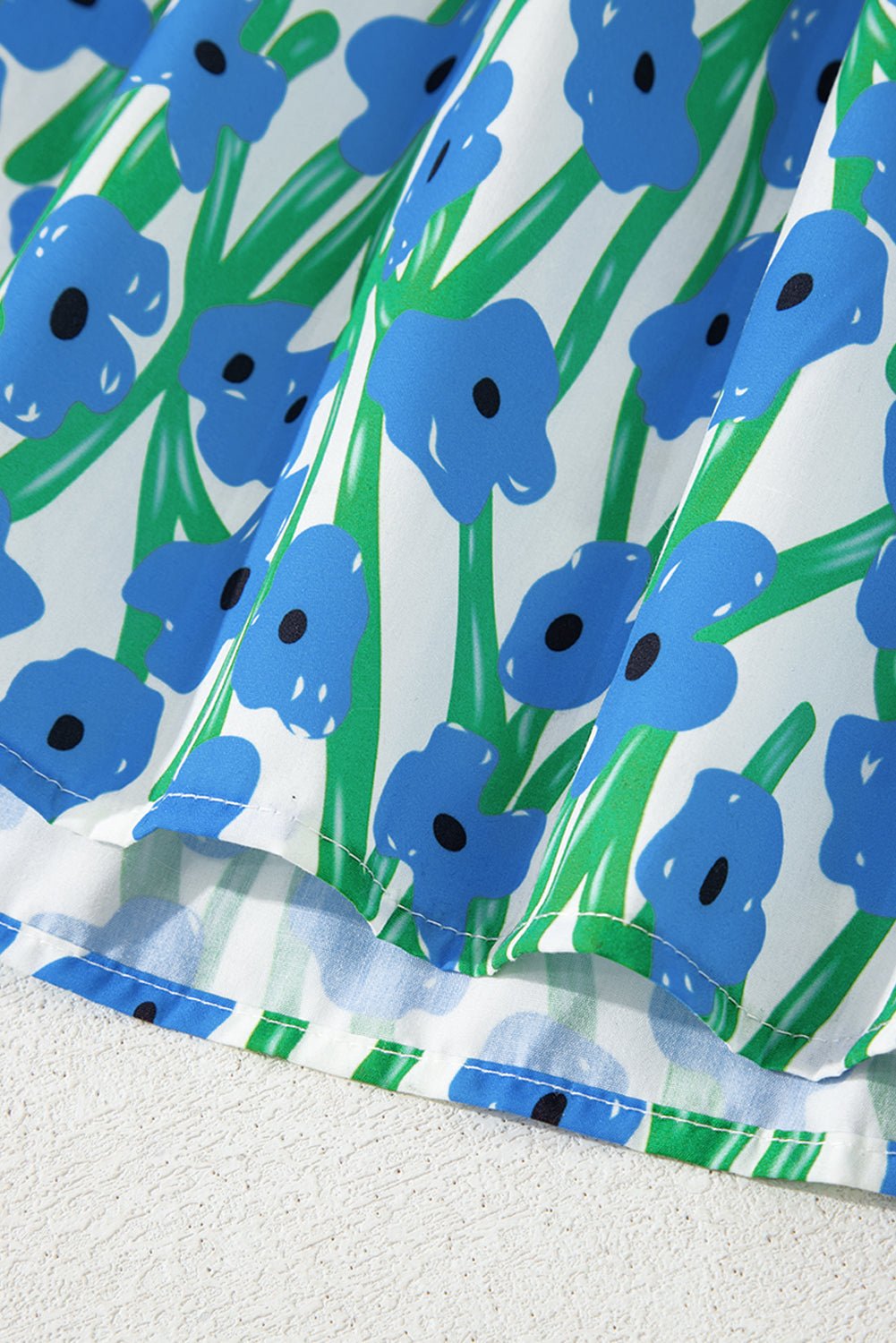 Blue Floral Print Square Neck Ruffled Strap Maxi Dress - MAD RUFFI