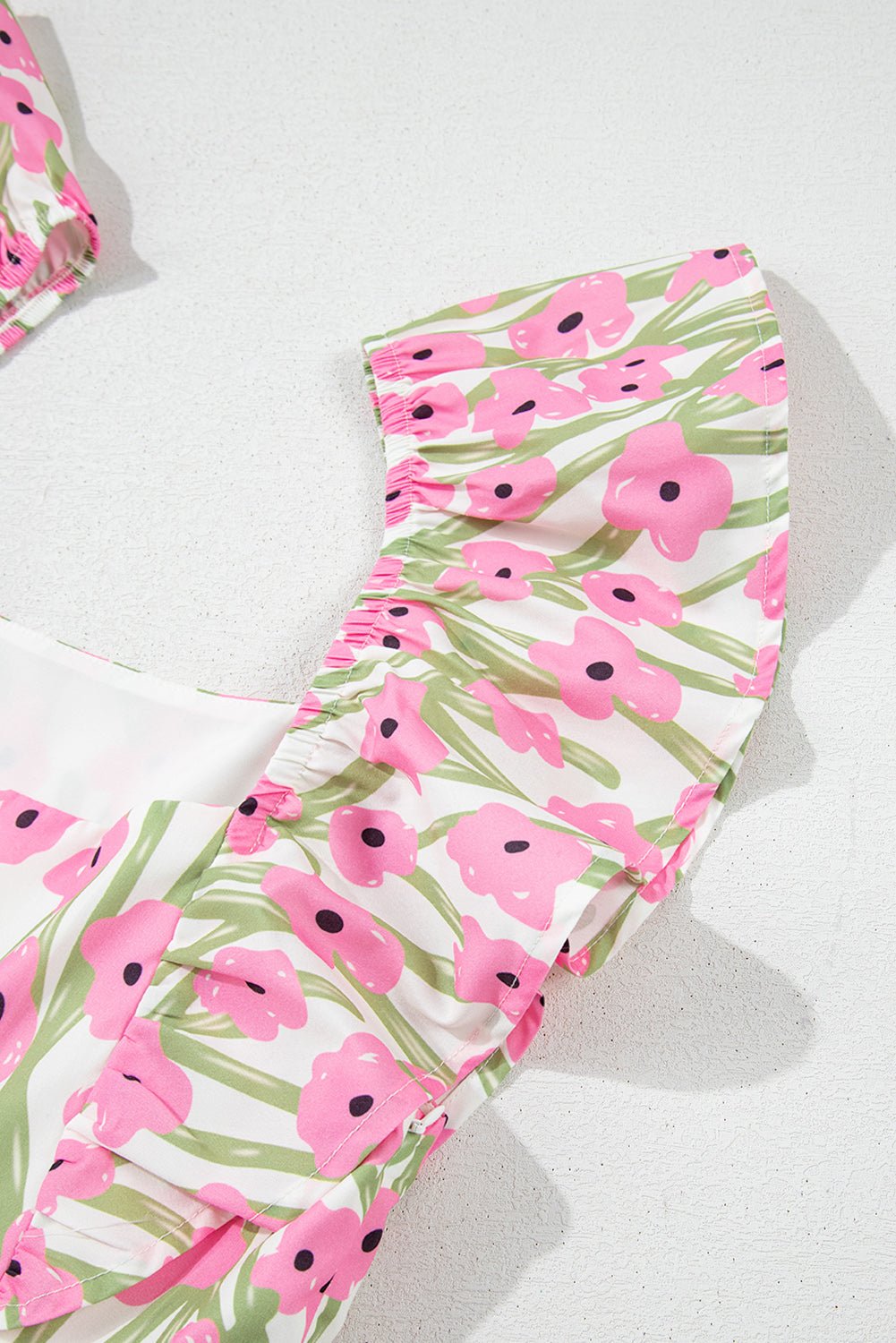 Blue Floral Print Square Neck Ruffled Strap Maxi Dress - MAD RUFFI