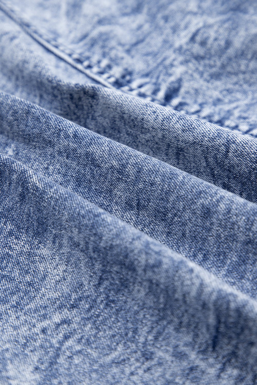 Blue Frill Square Neck Puff Sleeve Backless Denim Dress - MAD RUFFI