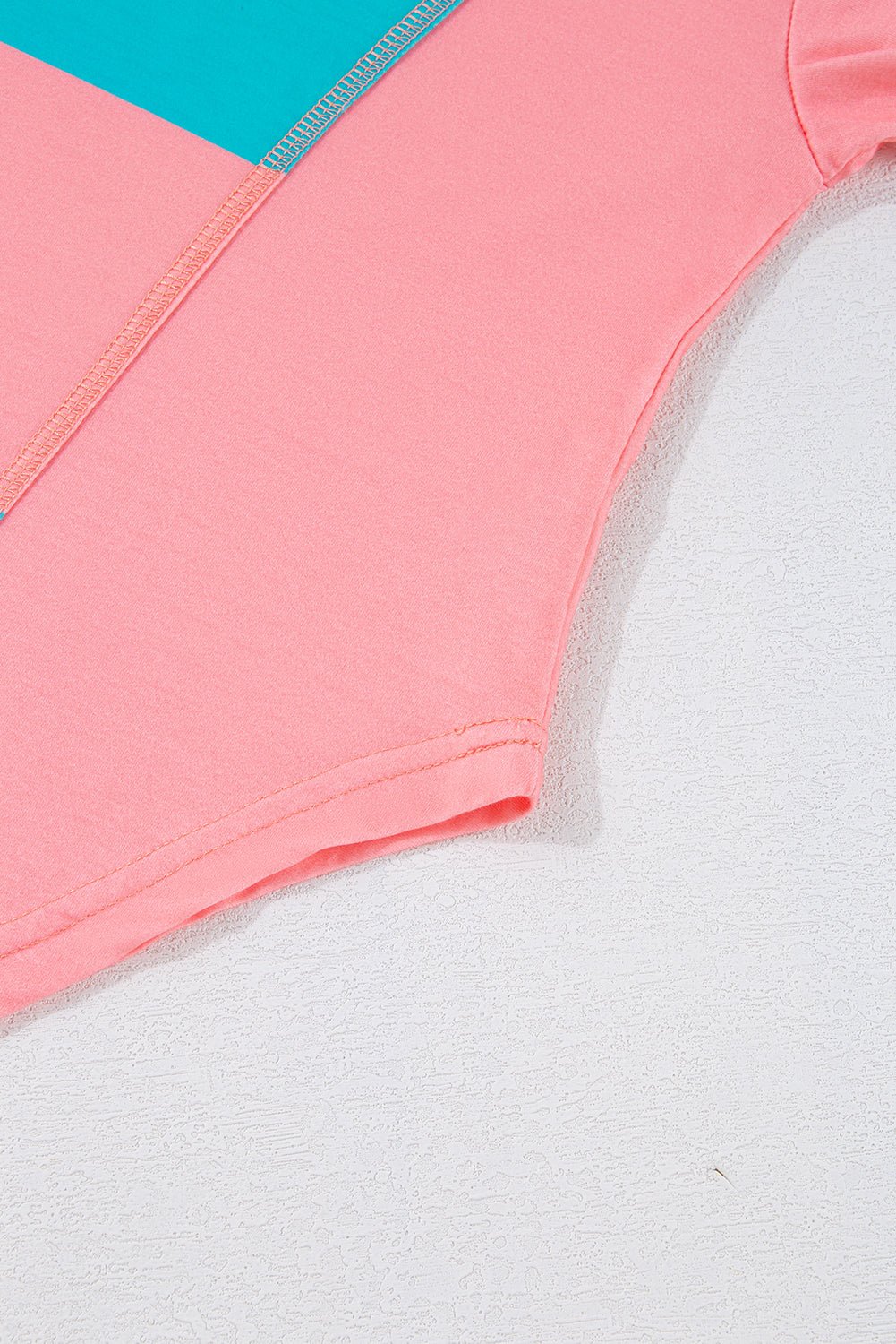 Blue Green Colorblock Drop Sleeve Round Neck Top - MAD RUFFI