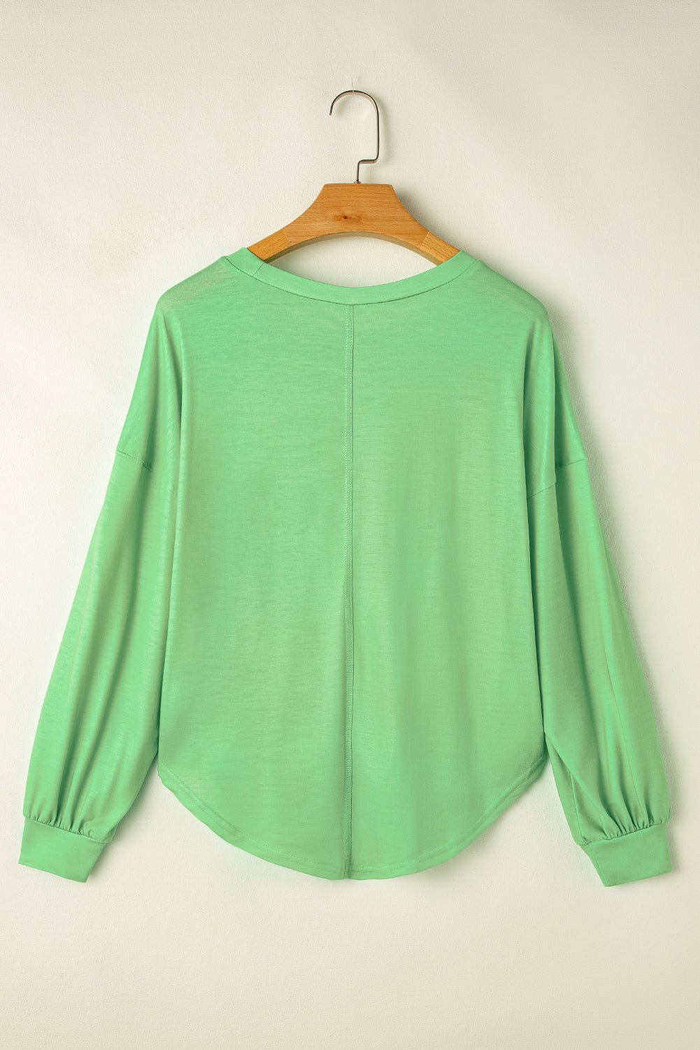 Blue Green Colorblock Drop Sleeve Round Neck Top - MAD RUFFI