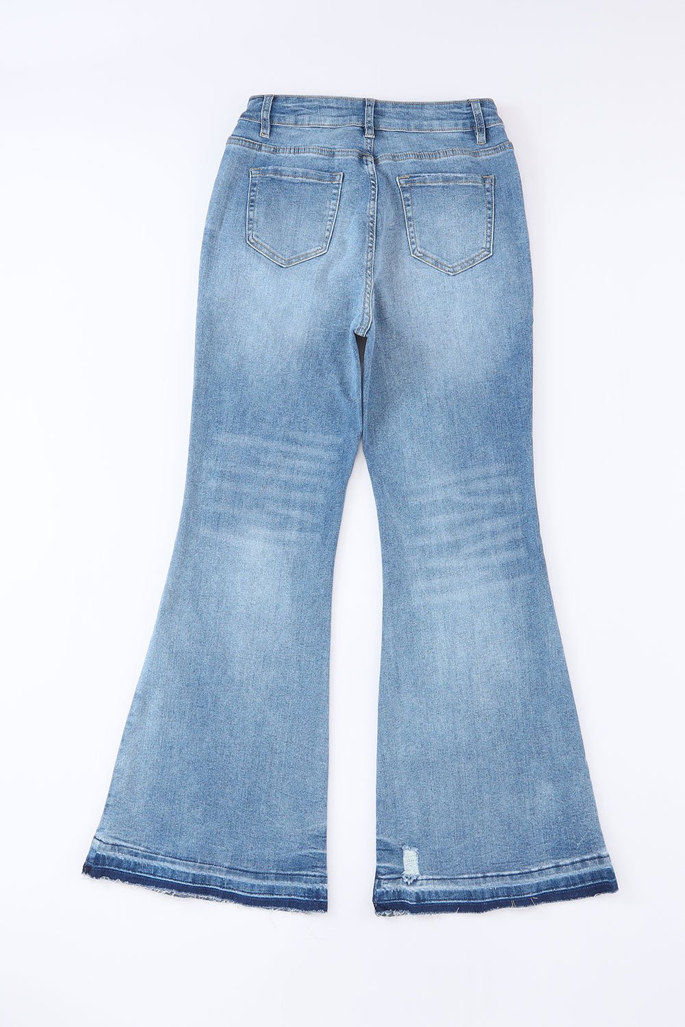 Blue Light Wash High Waisted Bell Bottom Jeans - MAD RUFFI