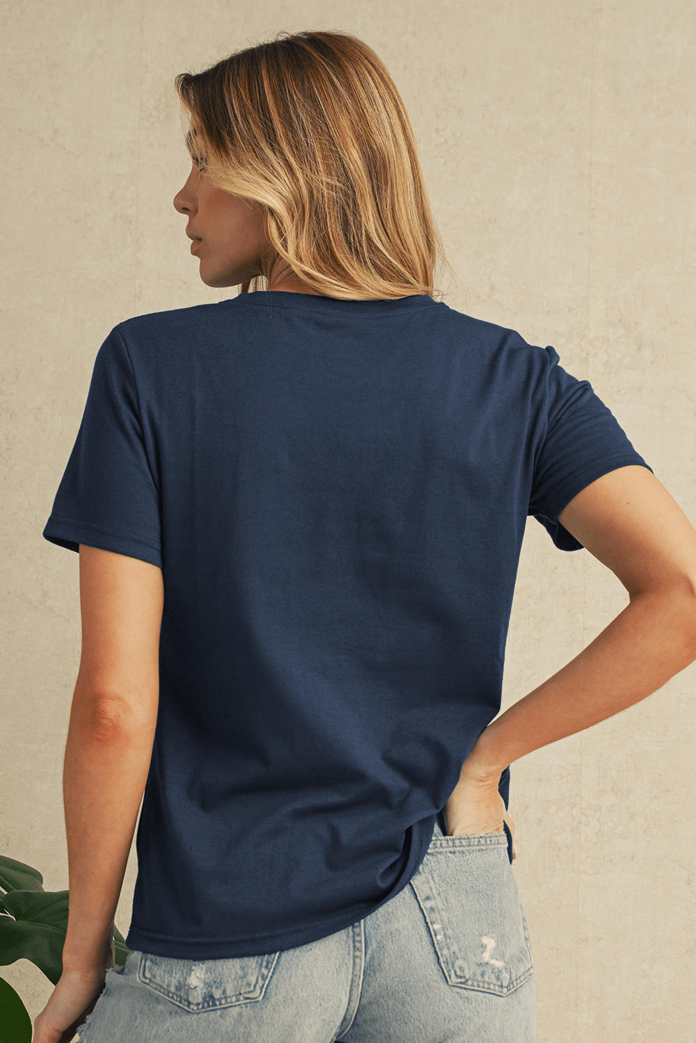 Blue Sapphire Solid Color Round Neck T Shirt - MAD RUFFI