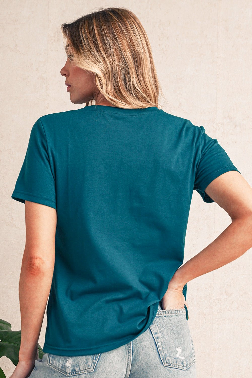 Blue Sapphire Solid Color Round Neck T Shirt - MAD RUFFI