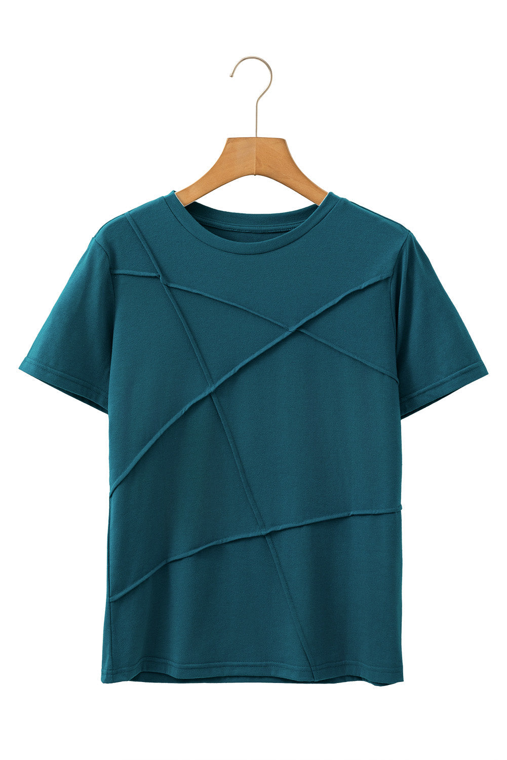 Blue Sapphire Solid Color Round Neck T Shirt - T Shirts