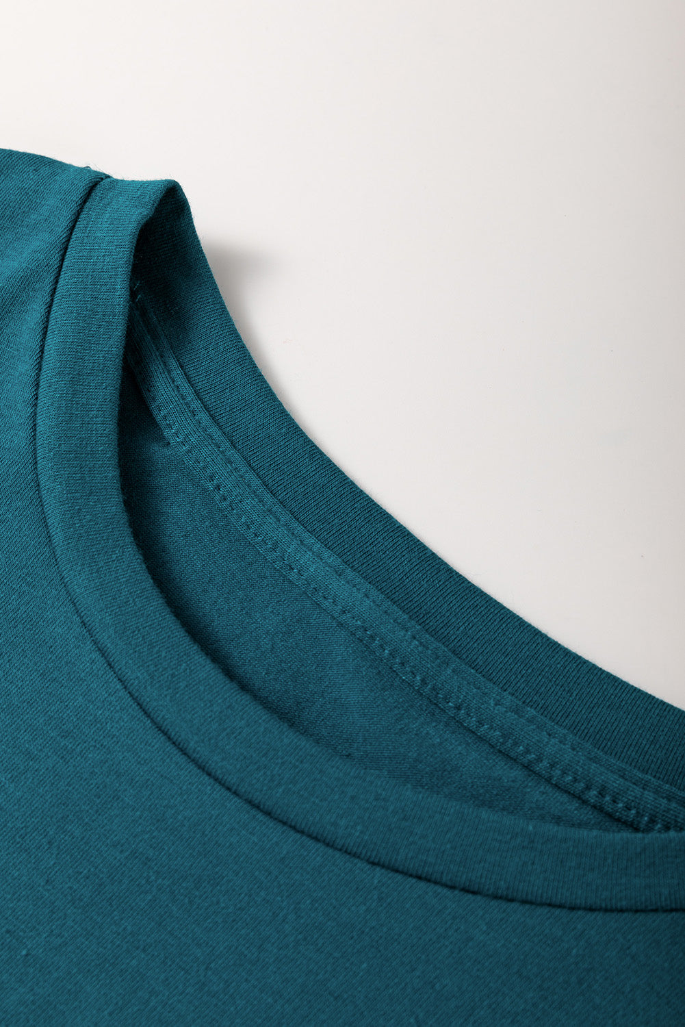 Blue Sapphire Solid Color Round Neck T Shirt - T Shirts